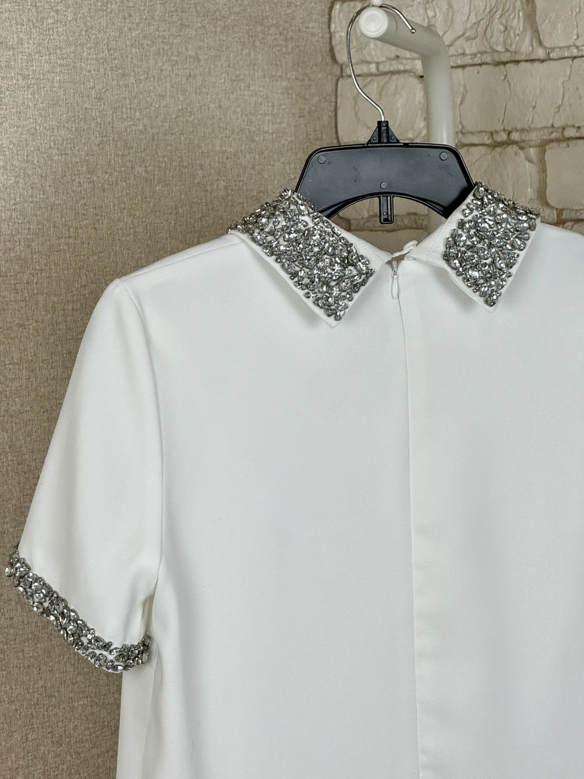 Miu Miu Miu Miu White Mini Dress Crystal Embellished Collar Cuffs Size M / US 6-8 / IT 42-44 - 8 Thumbnail