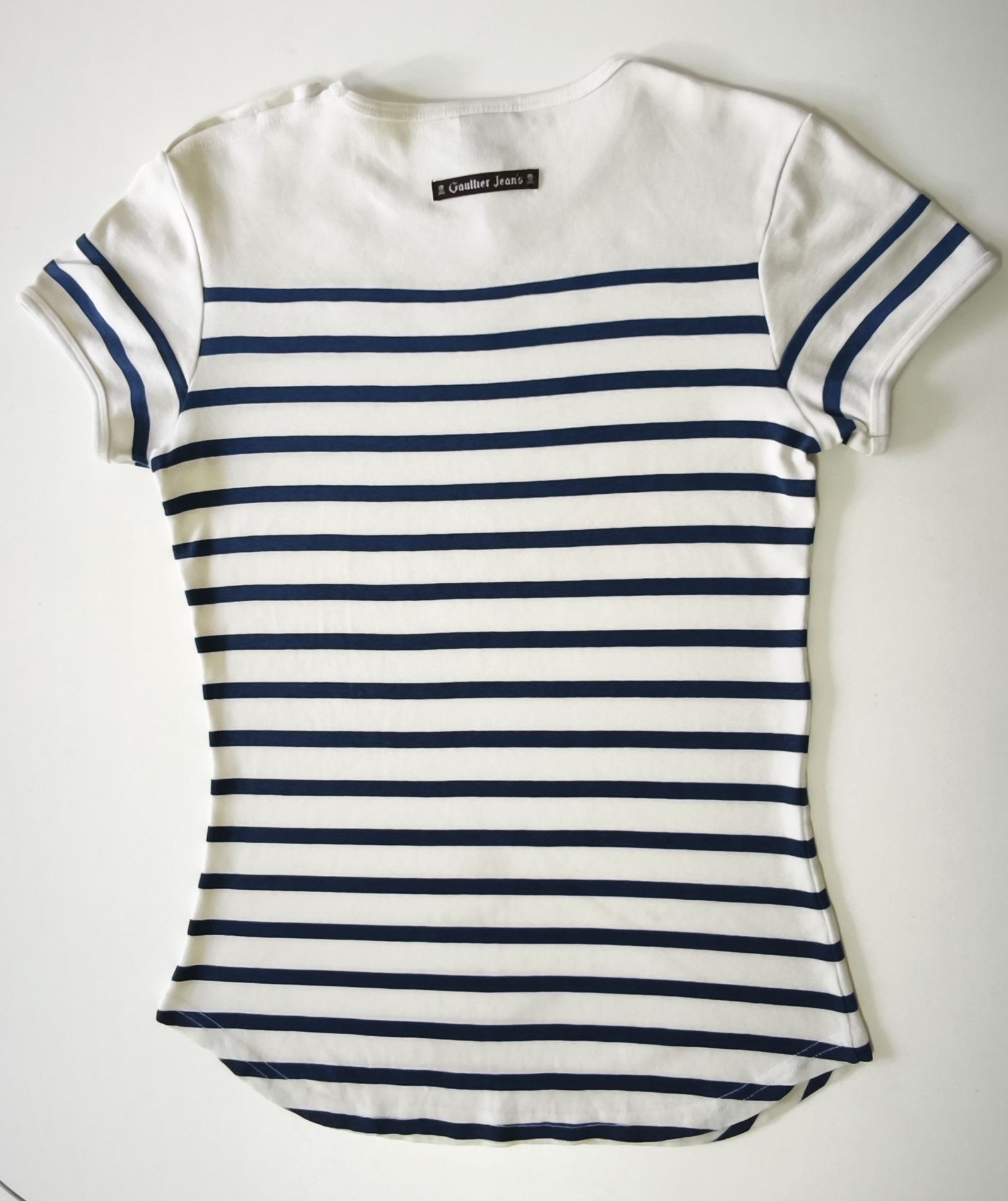 Jean Paul Gaultier 90's - Curved Hem sailor style tshirt GaultierJeans Size S / US 4 / IT 40 - 11 Thumbnail