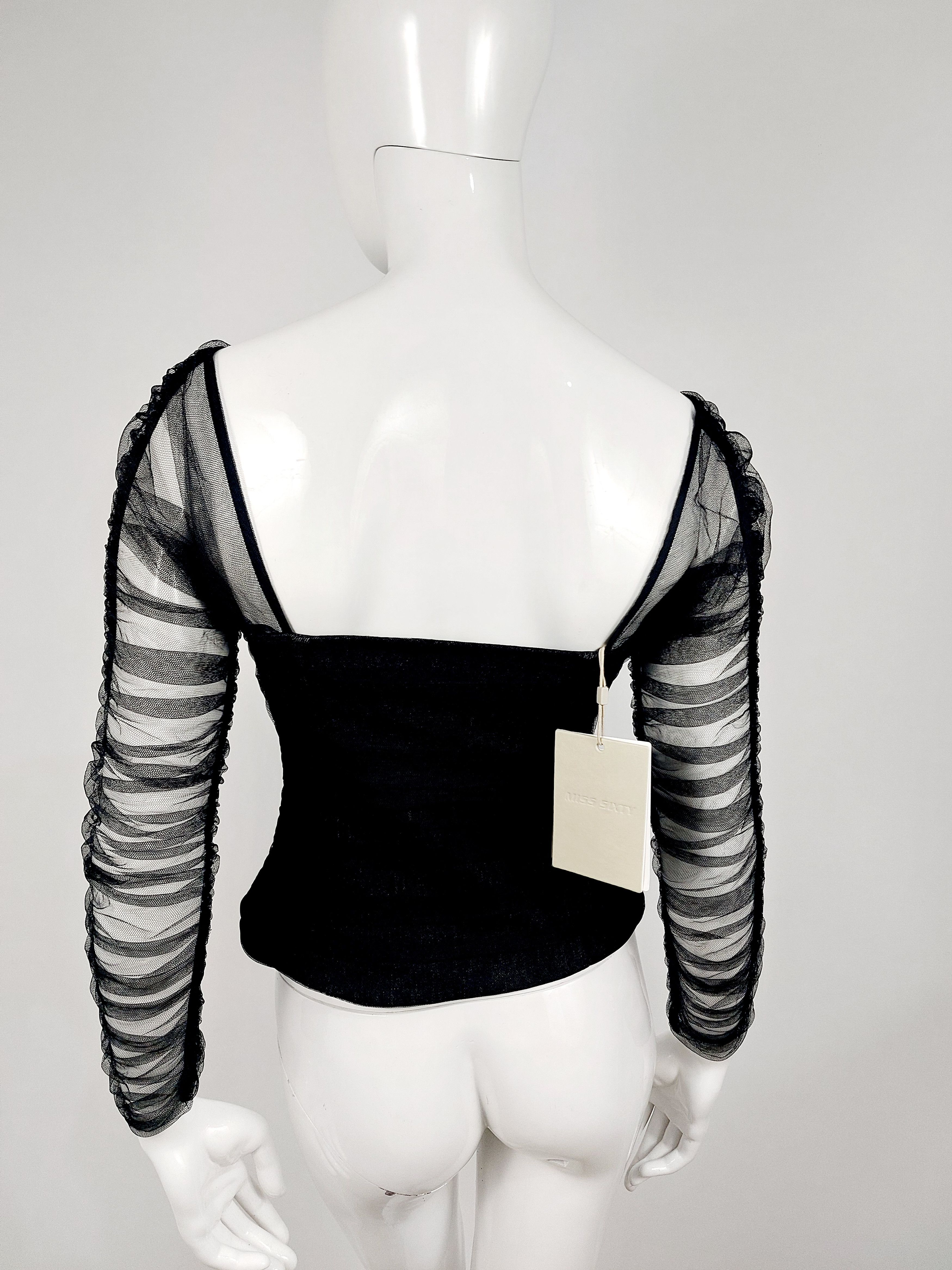 Miss Sixty Archive Y2K Miss Sixty Denim Tulle Sheer Mesh Corset Bustier Size S / US 4 / IT 40 - 11 Thumbnail