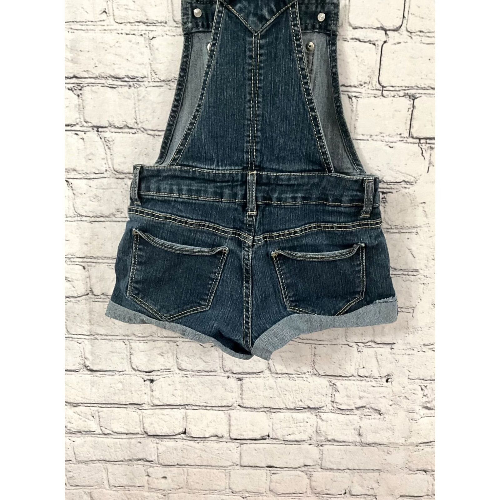 Jordache Jordache Denim Overalls Juniors Size 7/8 Y2K 90's Distressed Blue Cuffs Women's Overall Sleeveless Square Neck Pockets Regular 90s Summer Spring Blue Size 40" / US 18 - 4 Thumbnail