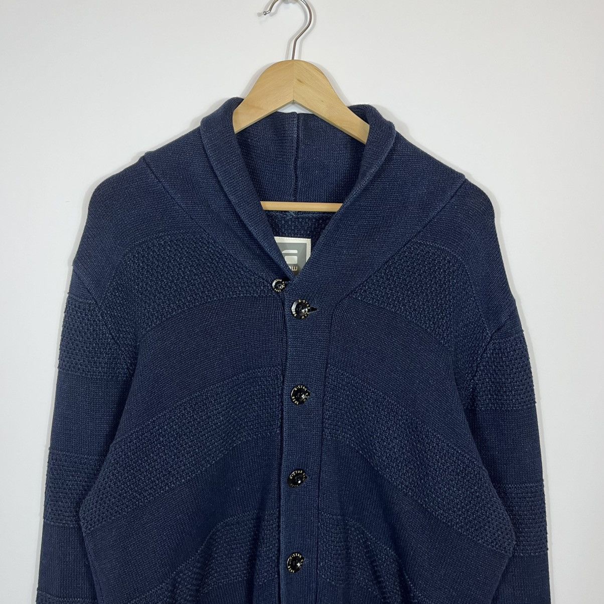 G-Star G-Star Raw Blue Renej Shawl Knitted Cardigan Sweater Y2K Size US XXL / EU 58 / 5 - 2 Thumbnail