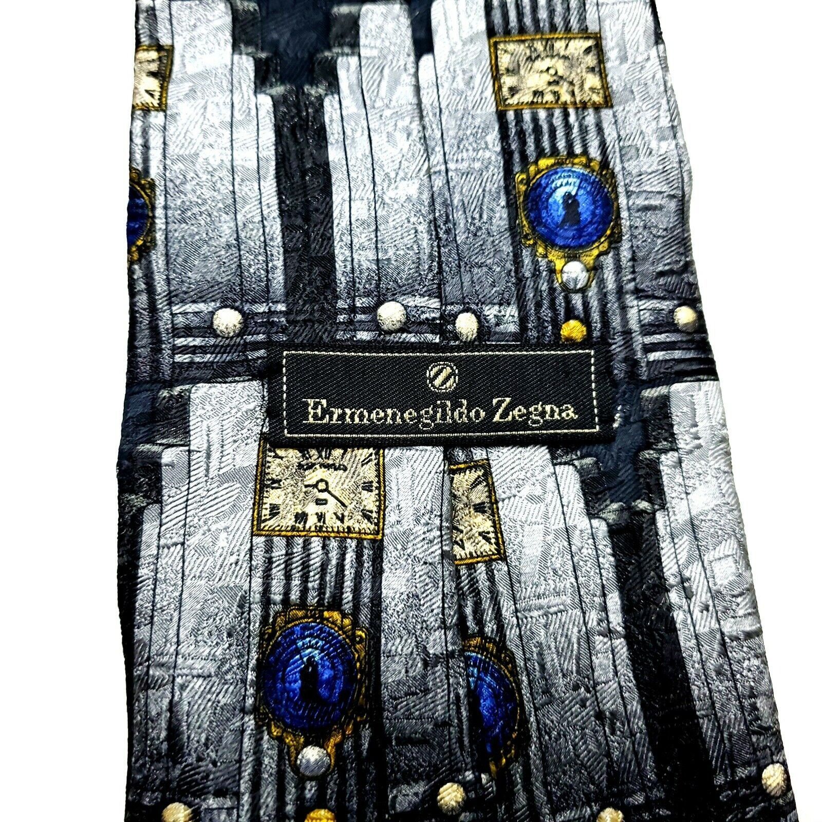 Ermenegildo Zegna Ermenegildo Zegna Tie Gray Print Novelty Print Short Wide Size ONE SIZE - 3 Thumbnail