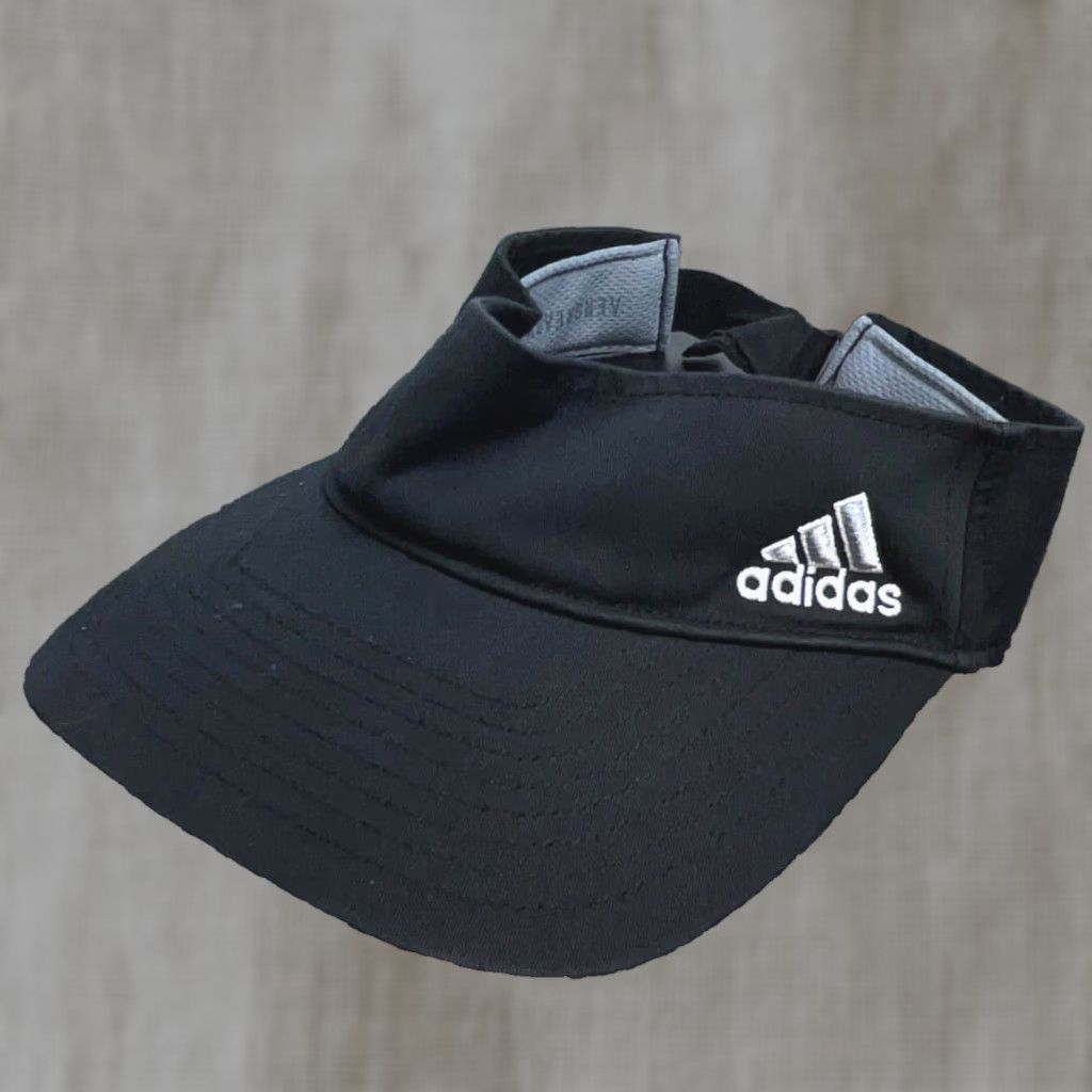 Adidas Adidas Hat Cap Sun Visor Strap Back Black Logo Golf Clima Lite Visor Mens One Size Adjustable Lightweight Breatherible Twill Casual Sports Modern Logo Size ONE SIZE - 1 Thumbnail