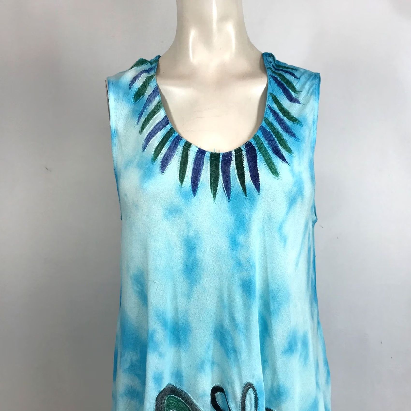 Vintage SAKKAS BUTTERFLY DRESS BLUE ONE SIZE ROUND NECK SLEEVELESS WOMEN'S Size ONE SIZE - 2 Thumbnail