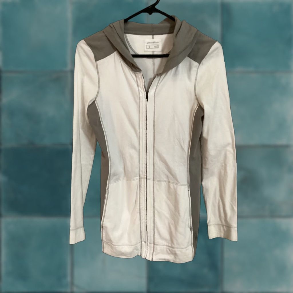 Eddie Bauer VINTAGE Eddie Bauer Jacket Women XS White Gray Full Zip Hooded Active Regular Seasonal Outdoor Athleisure Pockets Size XS / US 0-2 / IT 36-38 - 1 Thumbnail