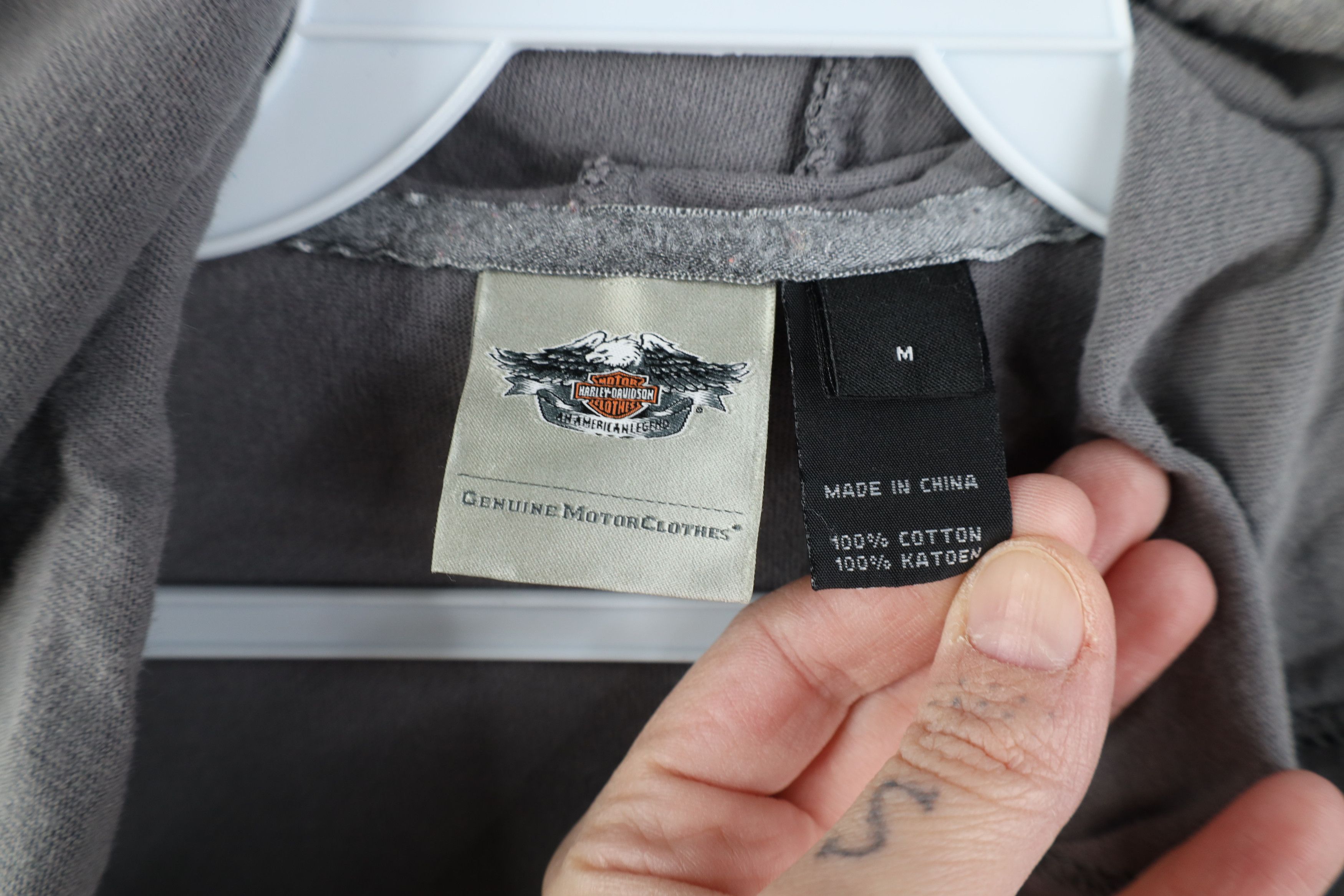 Harley Davidson Vintage Y2K Harley Davidson Flower Thermal Knit Hoodie Gray Size M / US 6-8 / IT 42-44 - 13 Thumbnail