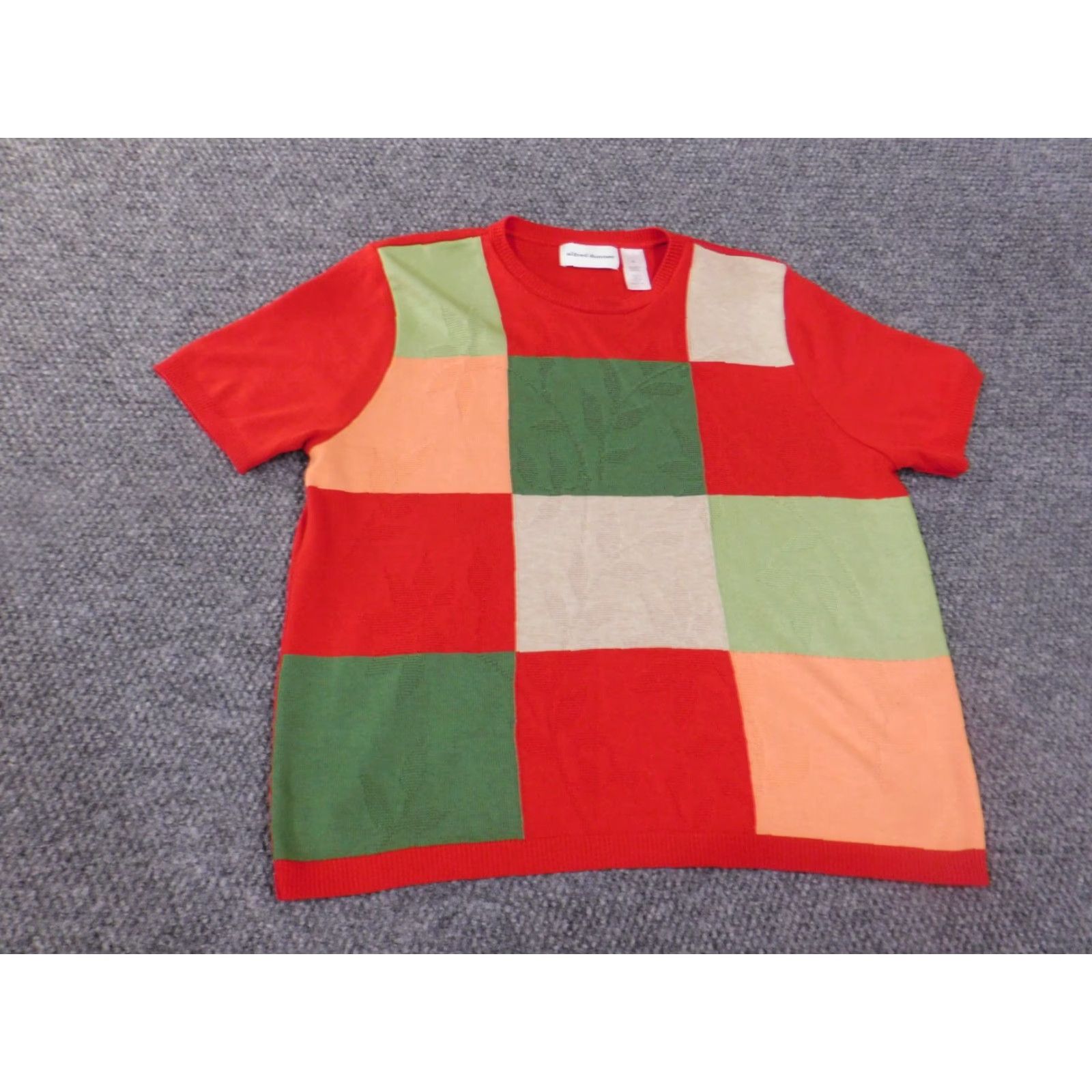 Vintage Alfred Dunner Sweater Women's XL Red Pullover Crewneck Check Knit Acrylic Raglan Sleeve Modern Casual Knit Shirt Size XL / US 12-14 / IT 48-50 - 3 Thumbnail