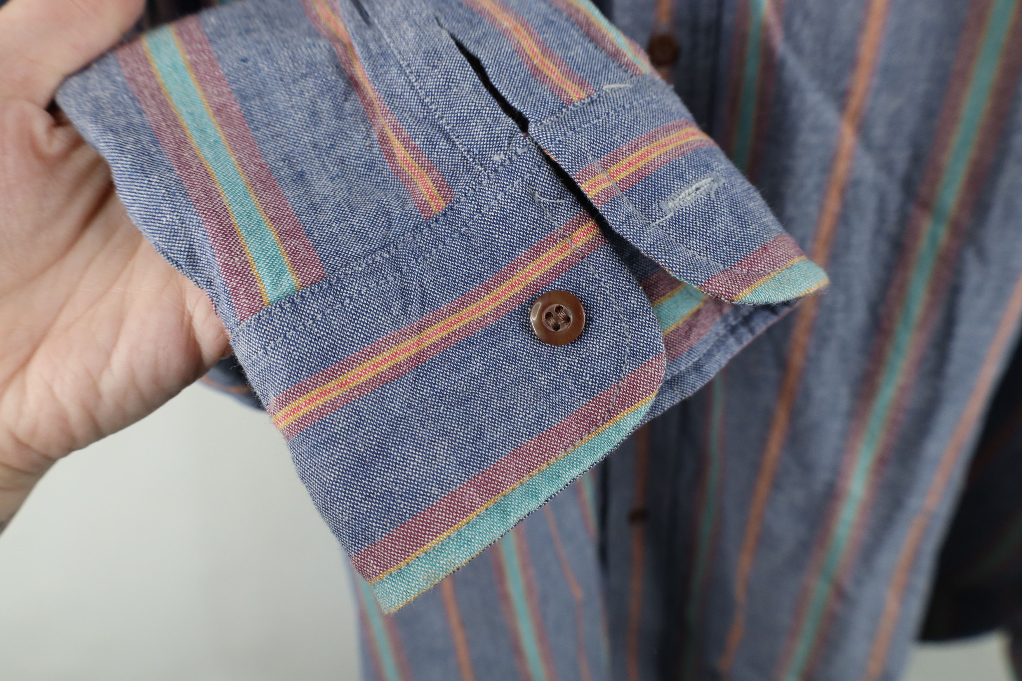 Vintage Vintage 90s Needle Rainbow Striped Oxford Button Down Shirt Size US XXL / EU 58 / 5 - 6 Thumbnail