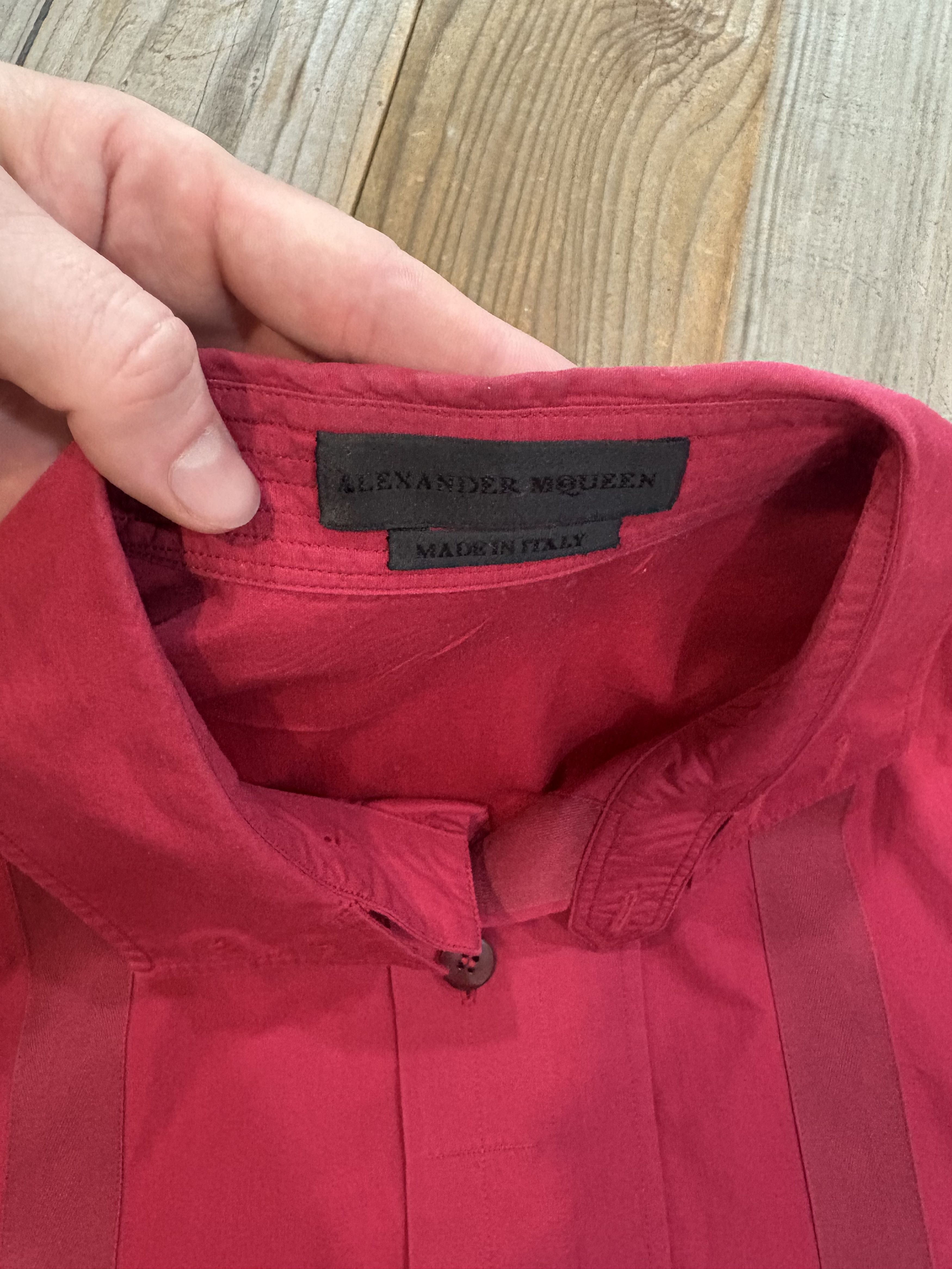 Alexander McQueen Maroon Red Bondage Ribbon Shirt Size US L / EU 52-54 / 3 - 3 Thumbnail