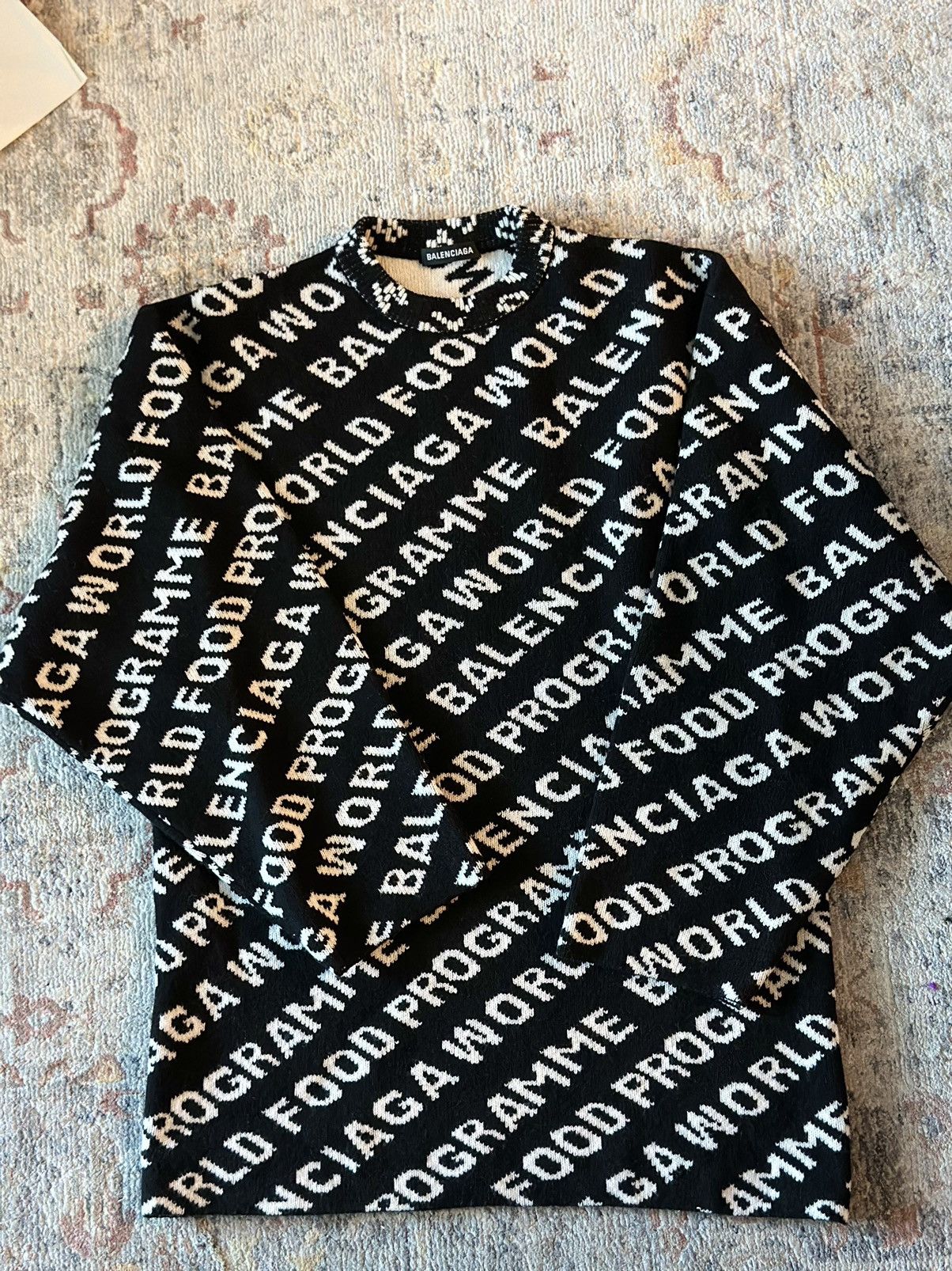 image of Men’S Balenciaga X World Food Programme Crew Neck Jumper in Black, Men's (Size Small)