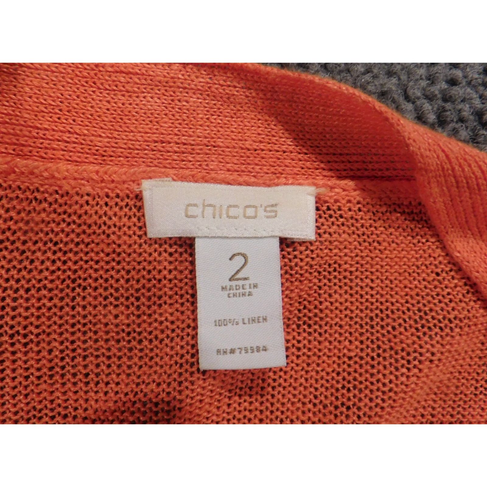 Vintage Chico's Cardigan Sweater Women 2 Pink Linen Knit Ruffle Long Sleeve Round Neck Pullover Regular Fit Size XS / US 0-2 / IT 36-38 - 4 Thumbnail