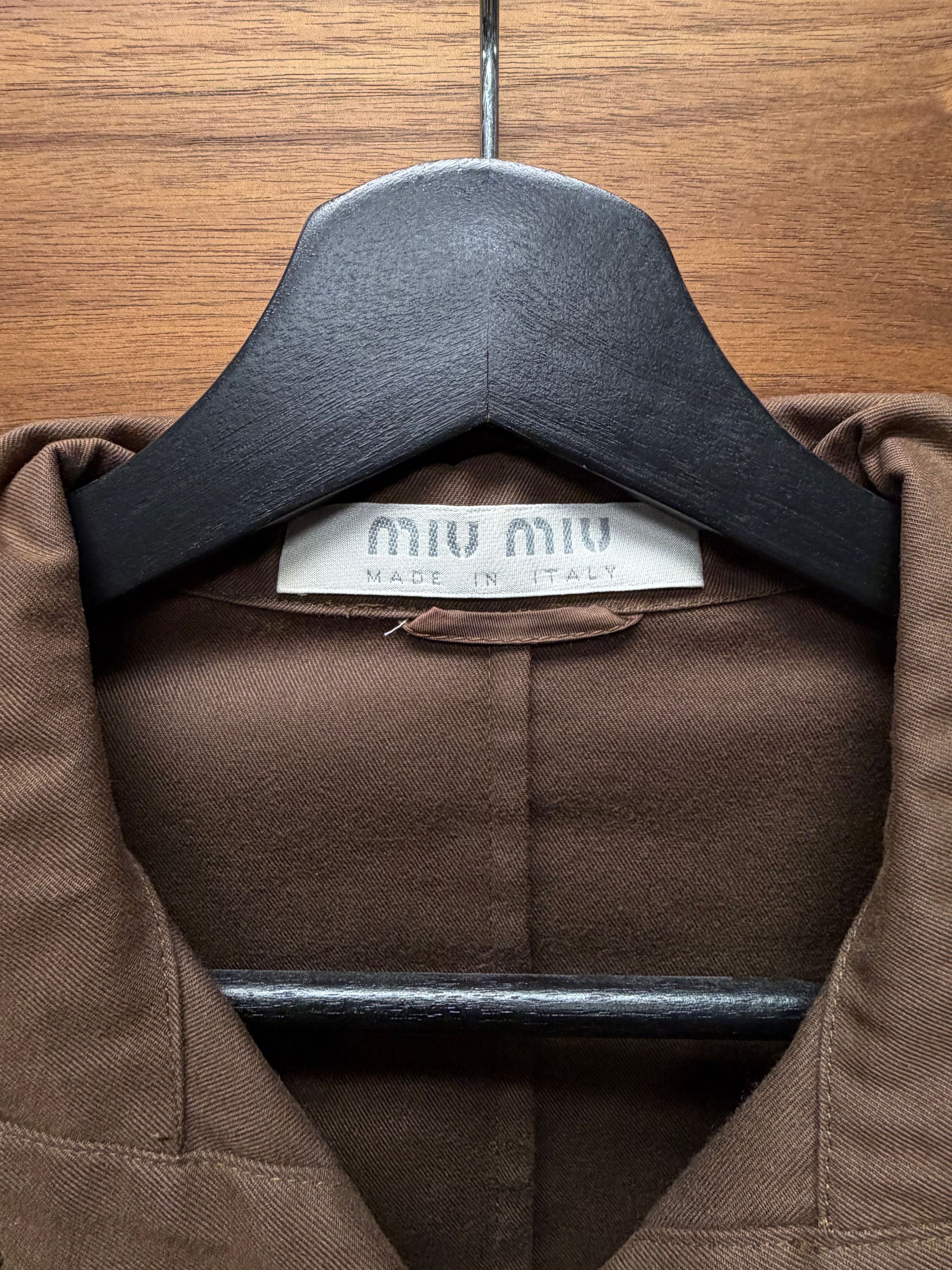 Miu Miu AW1999 Miu Miu High Neck Brown Cotton Trucker Jacket Size M / US 6-8 / IT 42-44 - 4 Thumbnail
