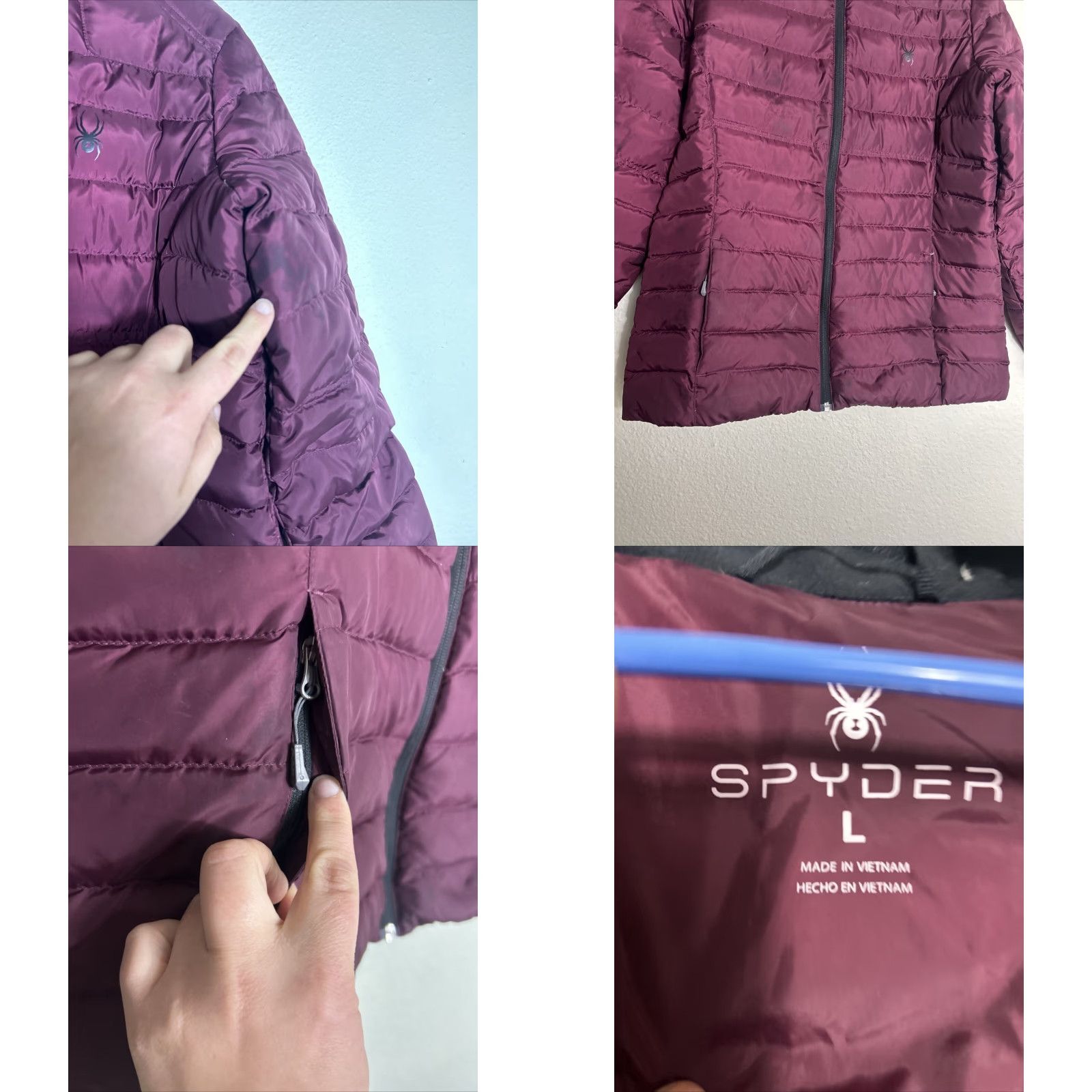Spyder Spyder Jacket Women Puffer Down Burgundy Full Zip Pockets L Regular Red 162005 Size L / US 10 / IT 46 - 8 Thumbnail