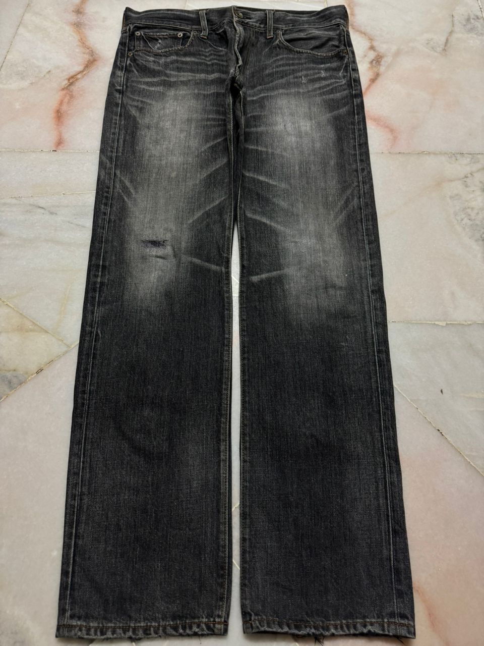 💥Sick💥90s Style Back Number Whisker Distress Ripped Jeans