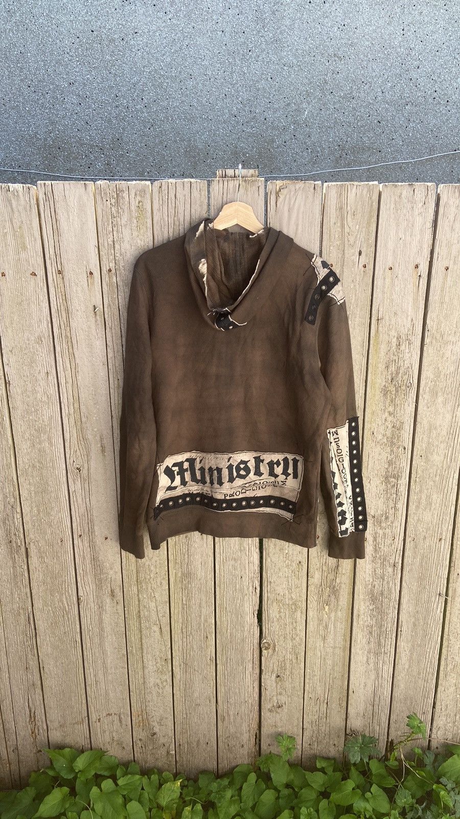 Salvage Y2K Salvage Brown and Black Distressed Patchwork Hoodie Size US M / EU 48-50 / 2 - 2 Thumbnail