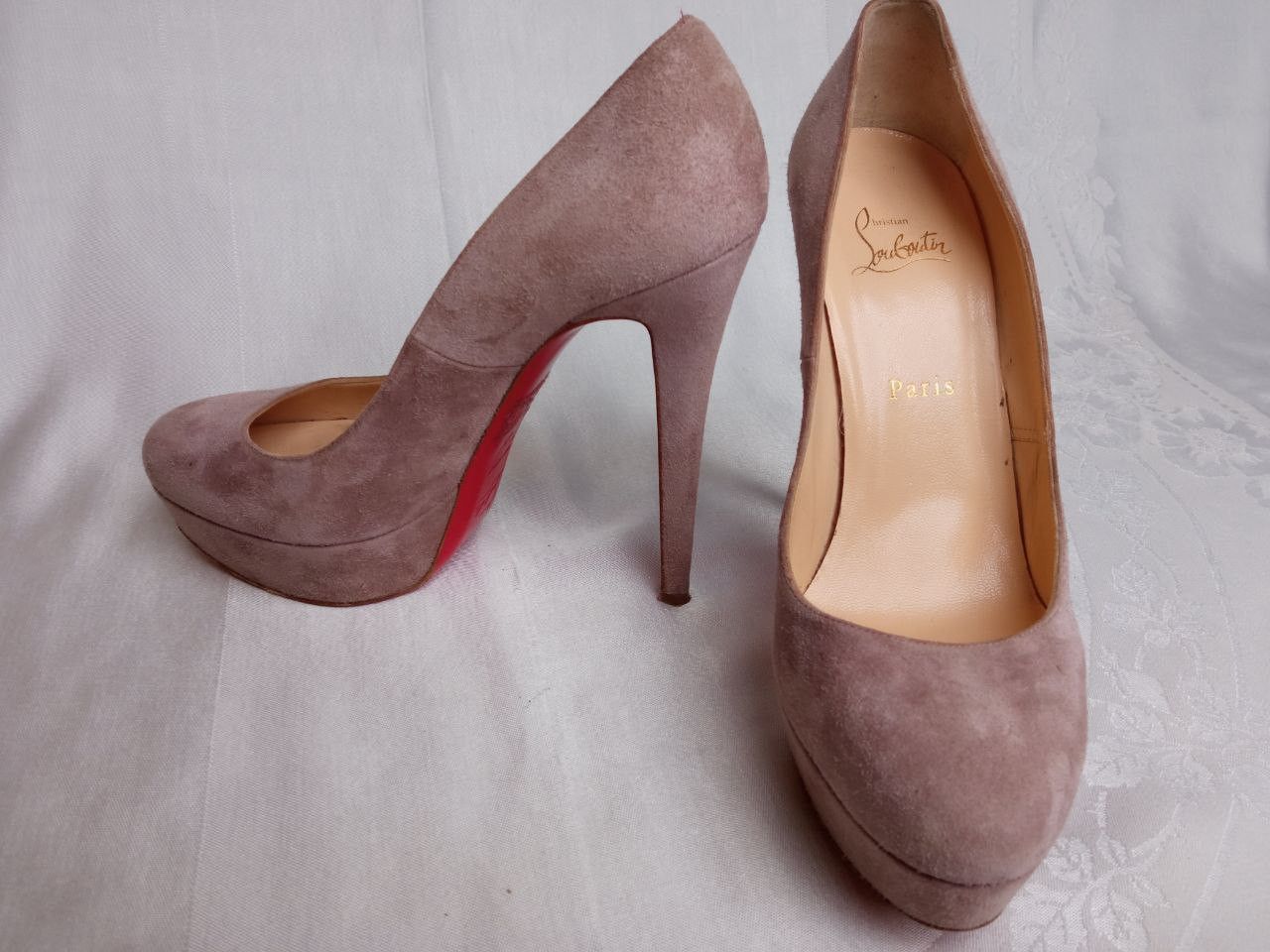 Christian Louboutin Bianca blush suede 140 heel platform pumps Size US 10 / IT 40 - 14 Thumbnail