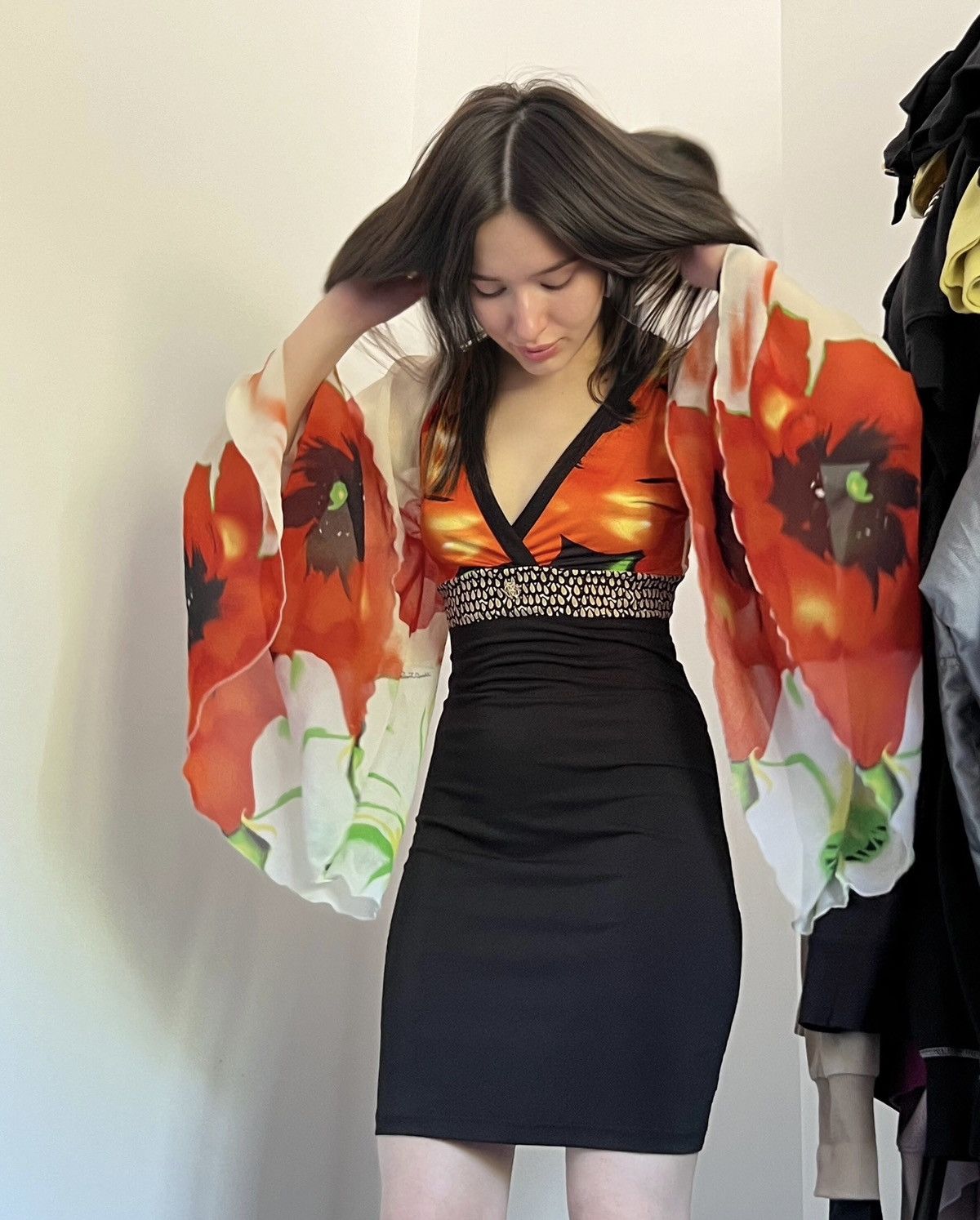 Just Cavalli ARCHIVE ROBERTO CAVALLI 00s FLARED SLEEVS MINI DRESS Size S / US 4 / IT 40 - 2 Thumbnail