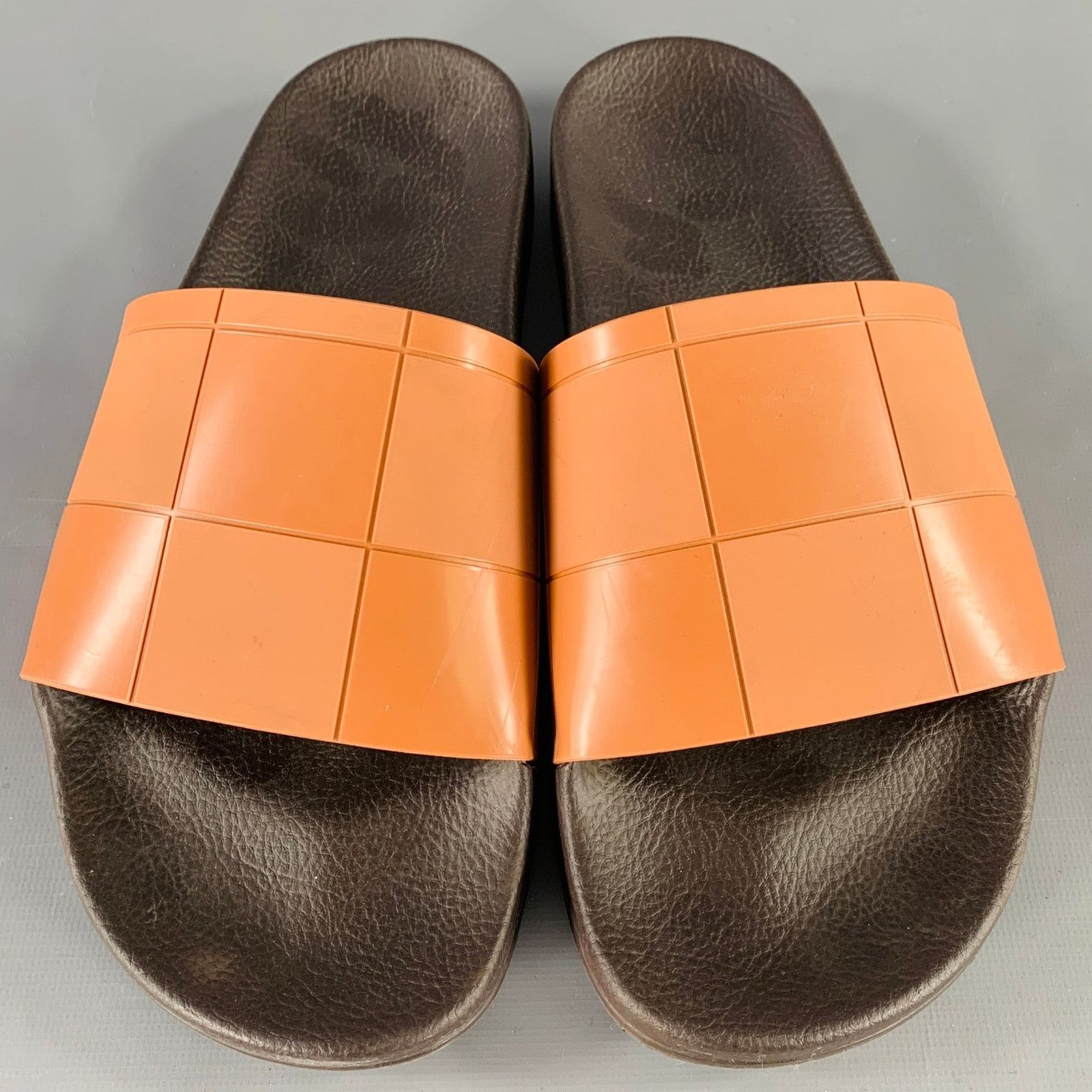 Raf Simons RAF SIMONS Size 10 Tan Black Checkered Rubber Slide Sandals Size US 10 / EU 43 - 4 Thumbnail