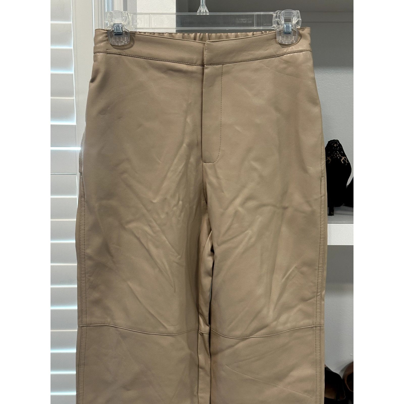 Other Wayf Women's Tan Beige Faue Leather High Rise Pants XS NWT Size 26" / US 2 / IT 38 - 3 Thumbnail