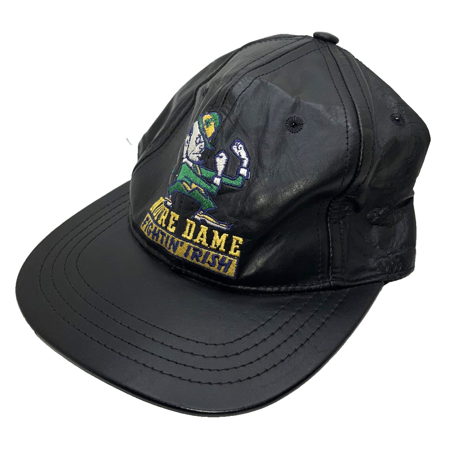Jeff Hamilton Notre Dame Fighting Irish 90s Jeff Hamilton Leather Hat NCAA Size ONE SIZE - 3 Thumbnail