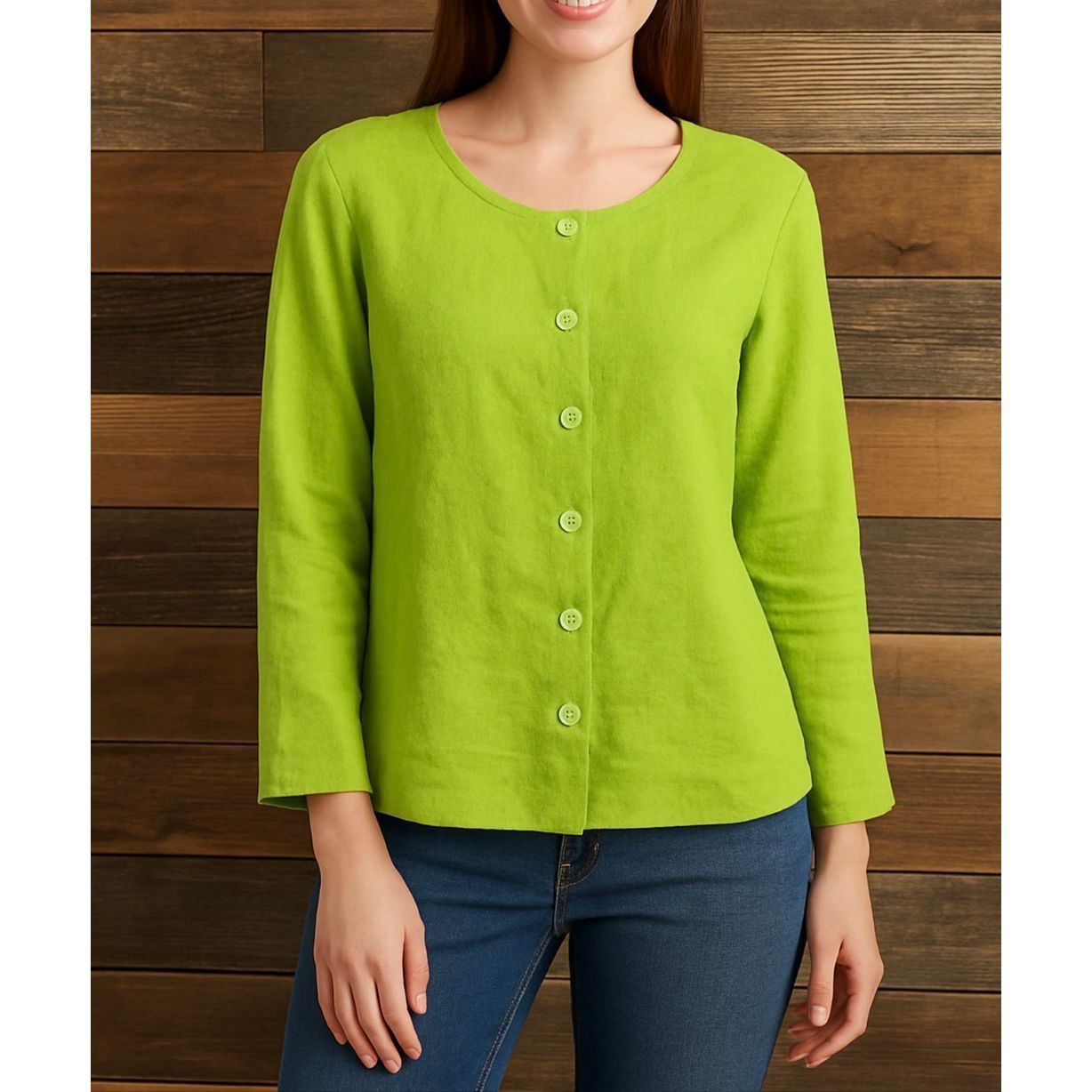 FLAX Flax NWOT linen button front shirt lime green relaxed fit size S small Size S / US 4 / IT 40 - 1 Thumbnail