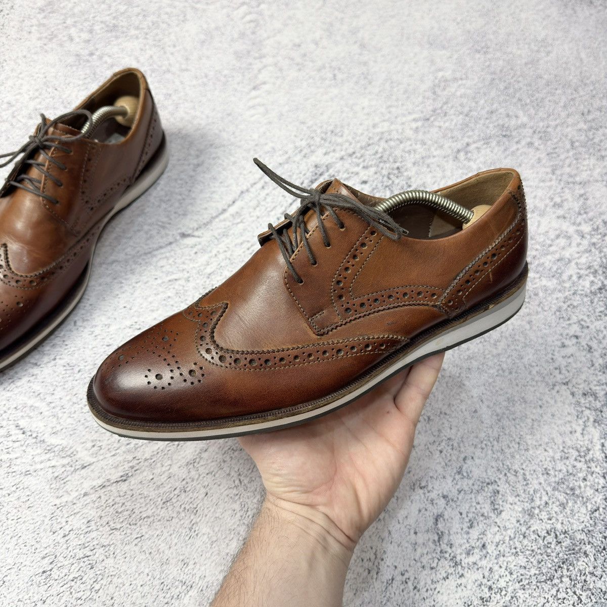 Designer × Mercedes-Benz Mercedes Mens Brown Leather Derbies US9 UK8 EU42 27cm Size US 9 / EU 42 - 7 Thumbnail