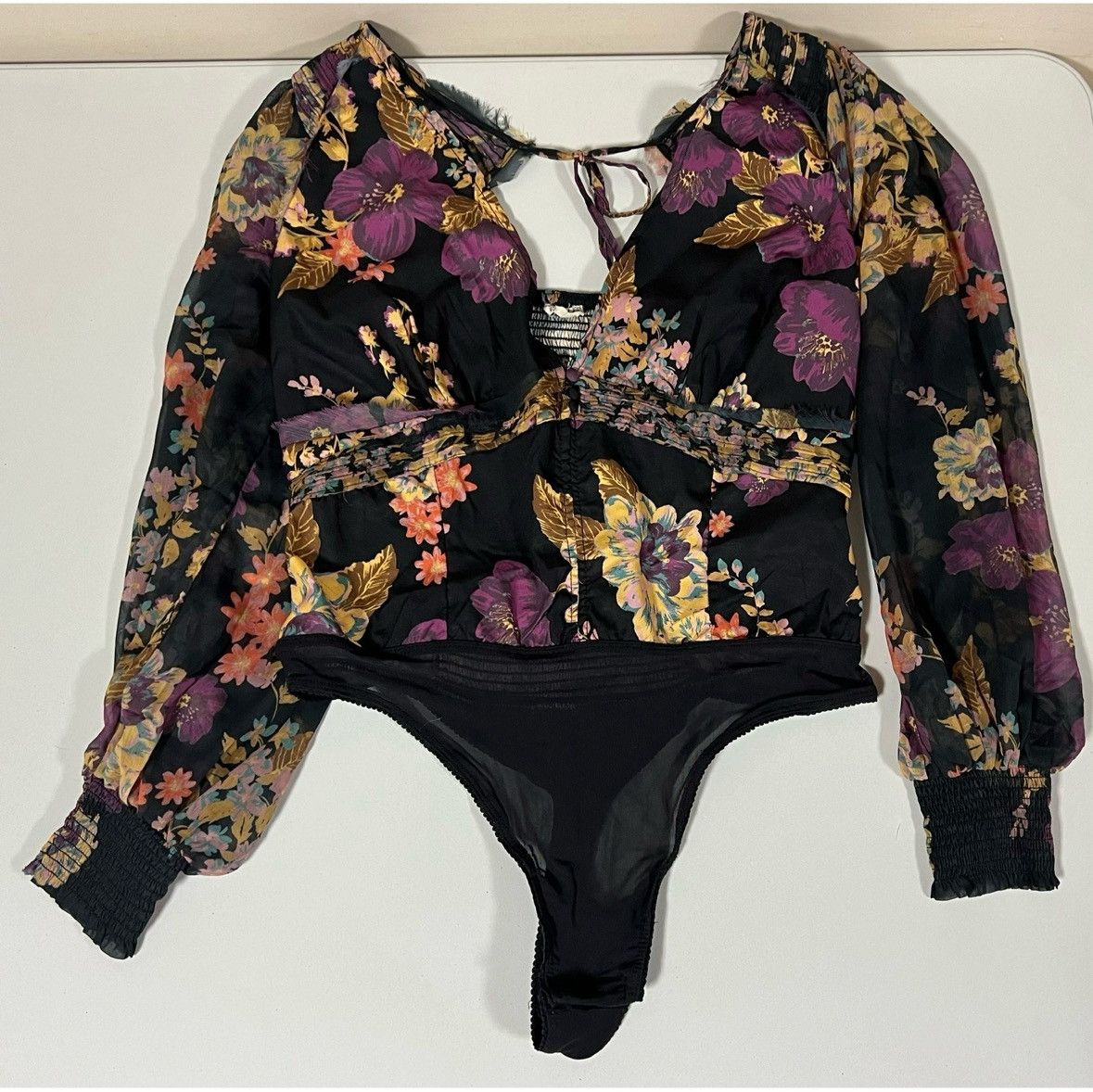 Free People Free People Floral Long Sleeve Shirt Blouse Bodysuit Size M✨ Size M / US 6-8 / IT 42-44 - 1 Thumbnail