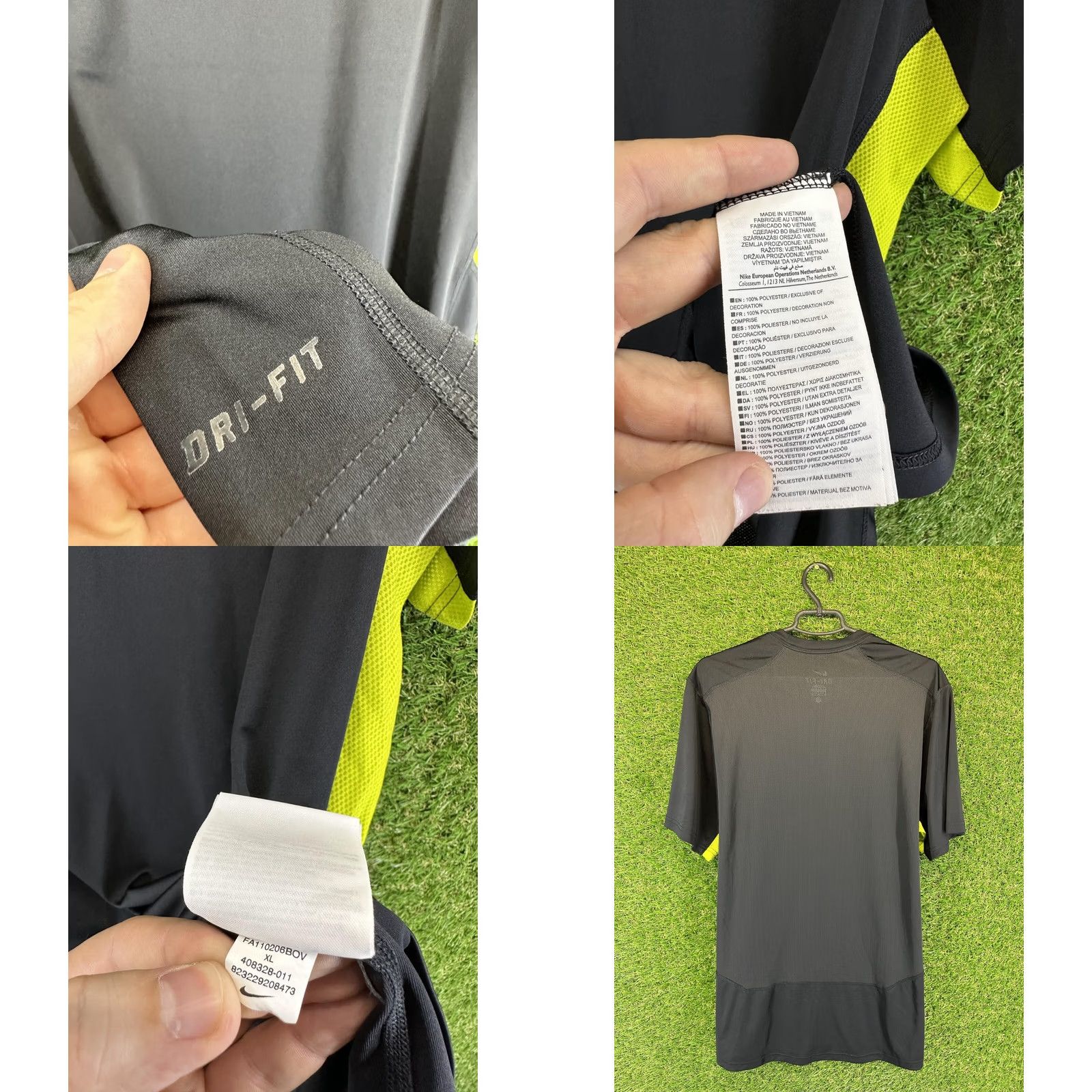 Nike NIKE TRAINING SHIRT MENS XL T-SHIRT RUNNING 100% POLYESTER BLACK GREEN Slim Fit Short Sleeve Sports Jersey Size US XL / EU 56 / 4 - 8 Thumbnail