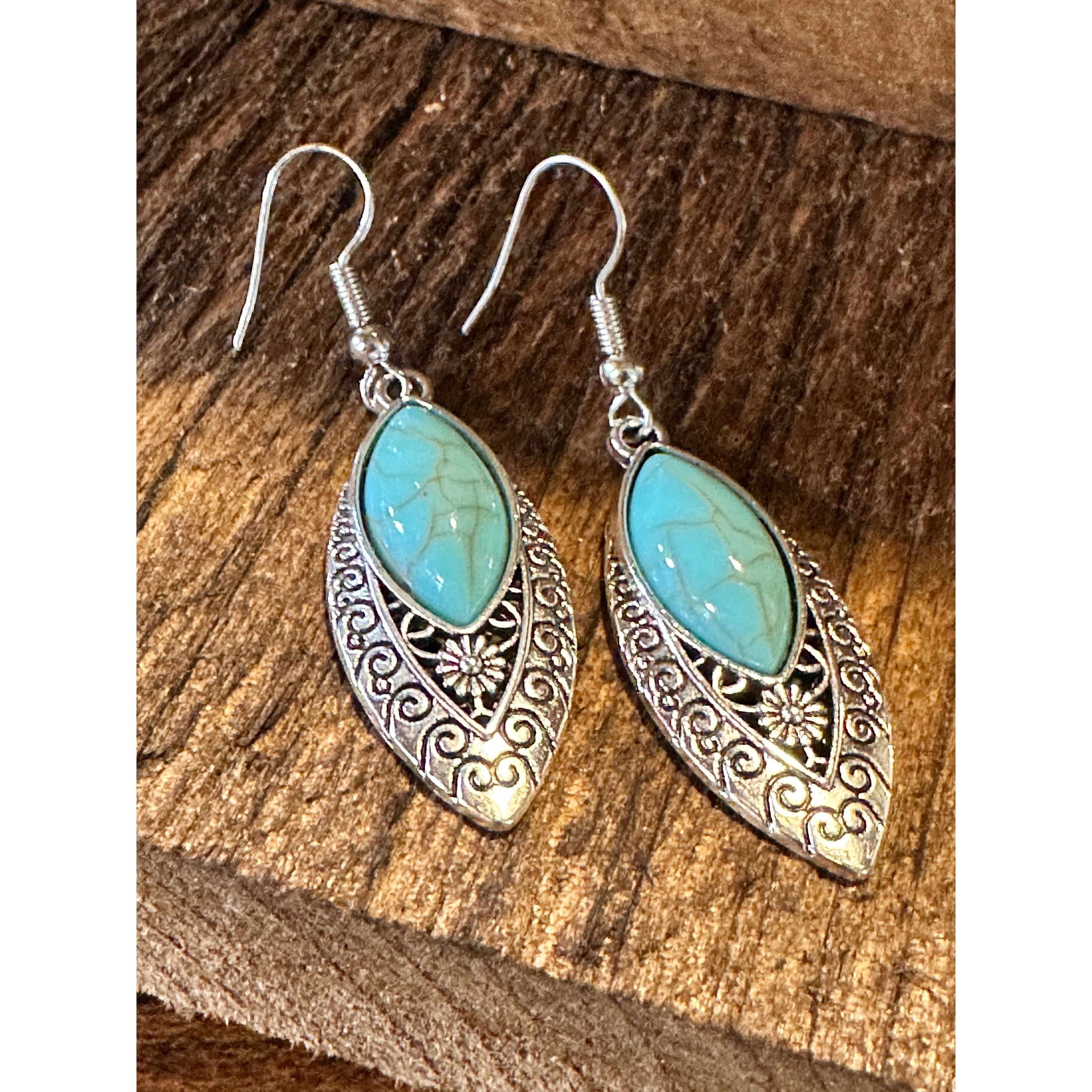 Other Boho Vintage Chic Southwestern Dangle Wire Earrings, Turquoi Size ONE SIZE - 7 Thumbnail