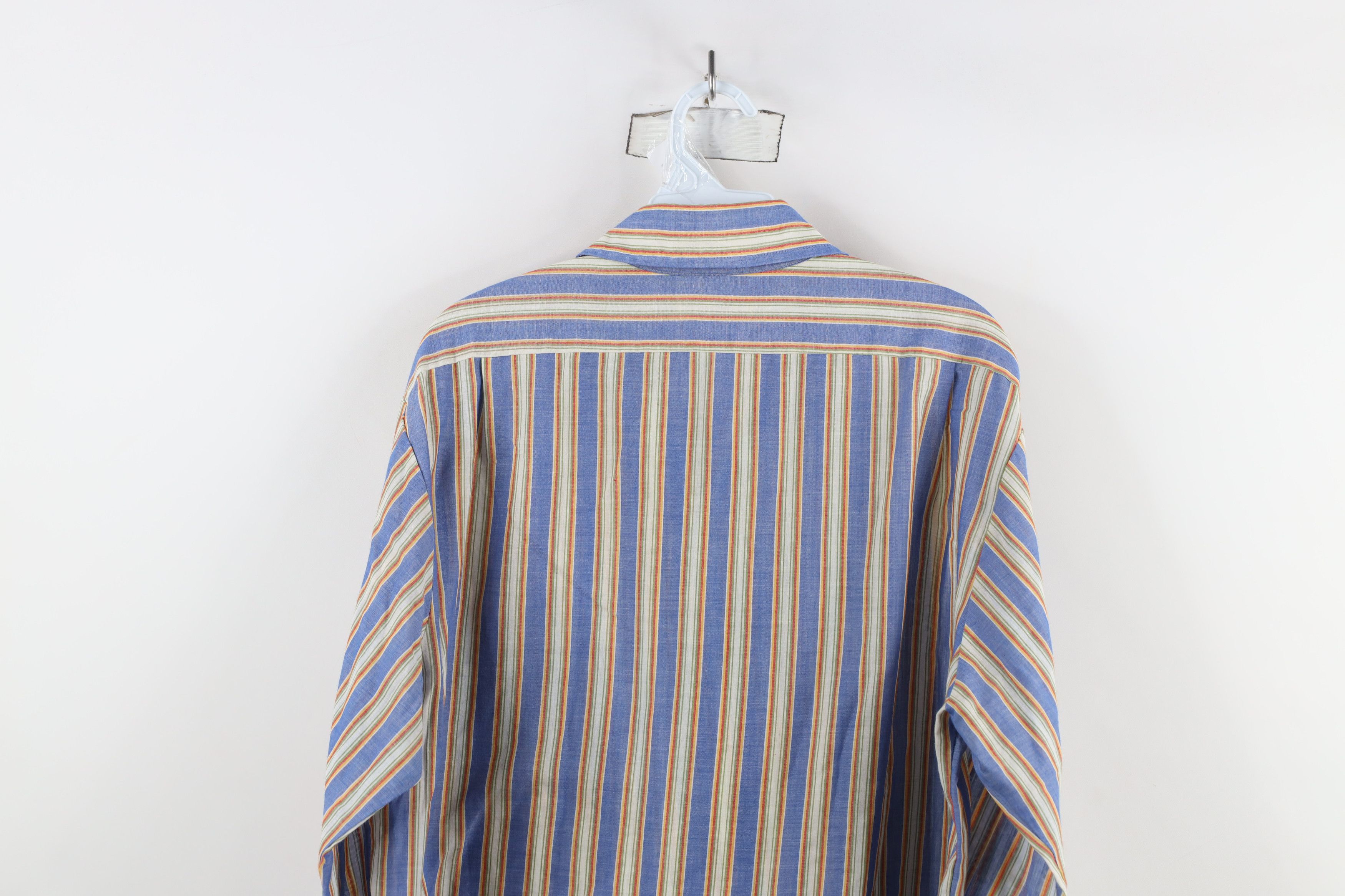 Vintage Vintage 60s 70s Streetwear Striped Collared Button Shirt Size US L / EU 52-54 / 3 - 12 Thumbnail