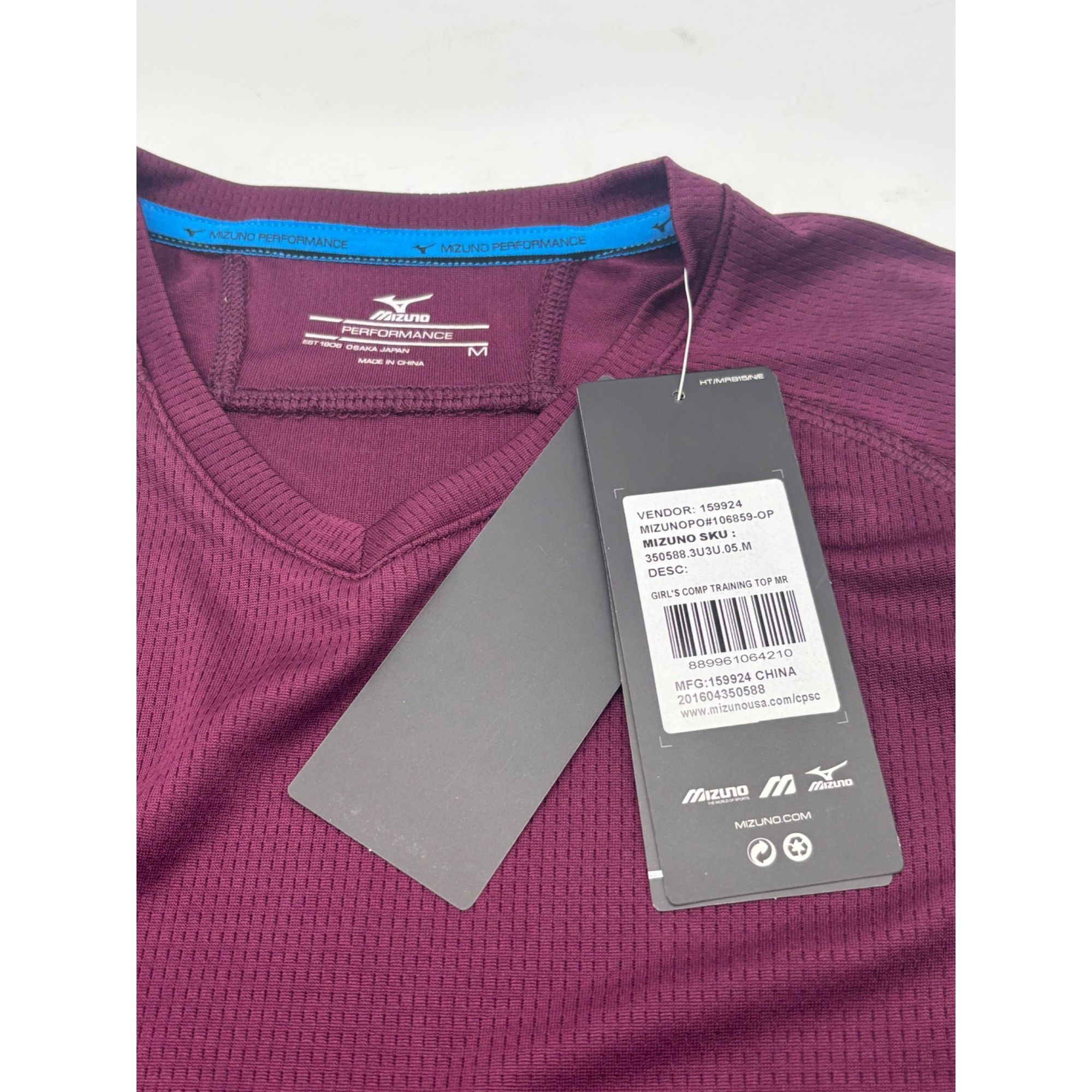 Mizuno Mizuno Girls' Comp Training Top, Maroon, Sz. M Size M / US 6-8 / IT 42-44 - 7 Thumbnail