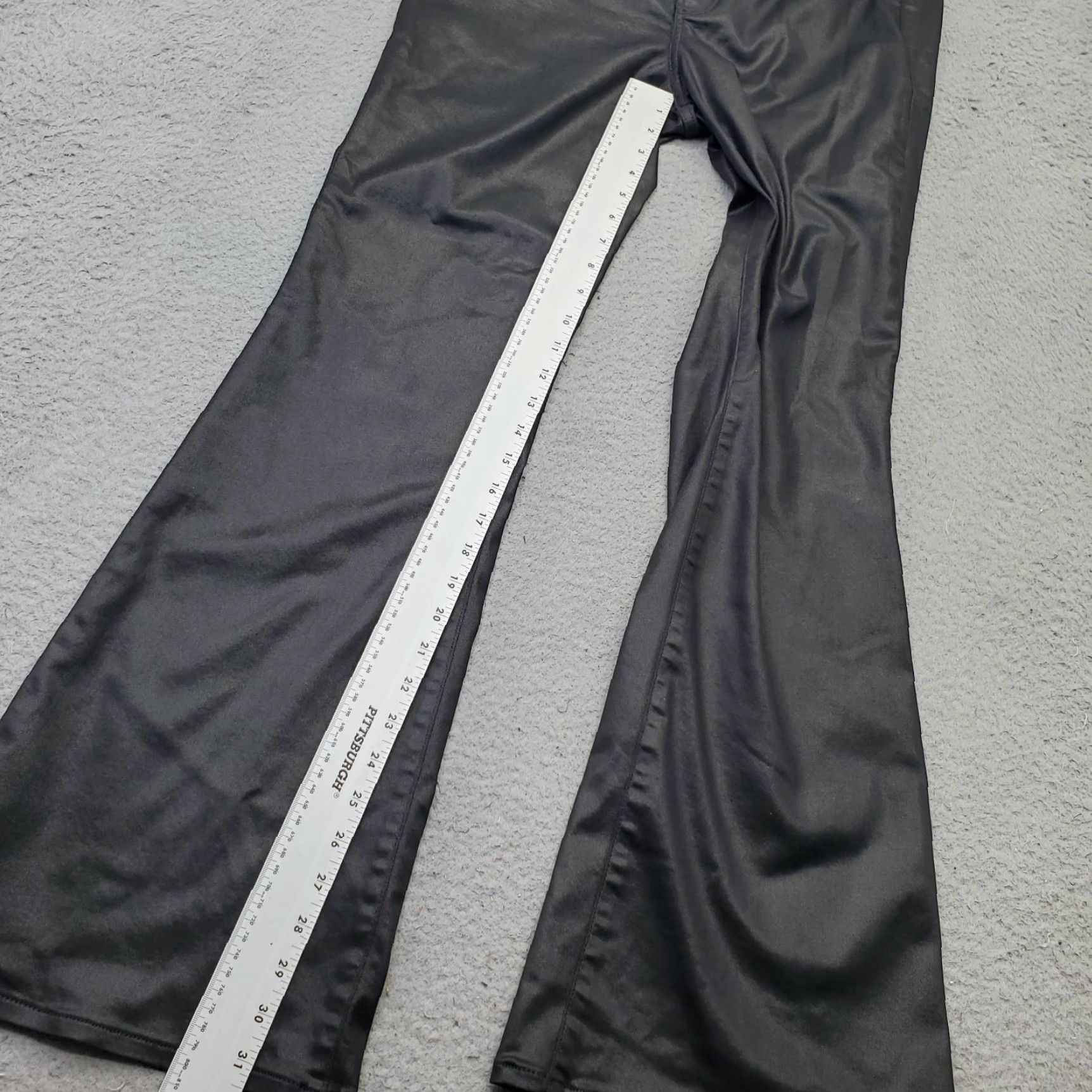 Express Express Pants Womens 12R Black Shimmer Flat Front Stretch High Waist Flare Leg Pants Size 34" / US 12 / IT 48 - 5 Thumbnail