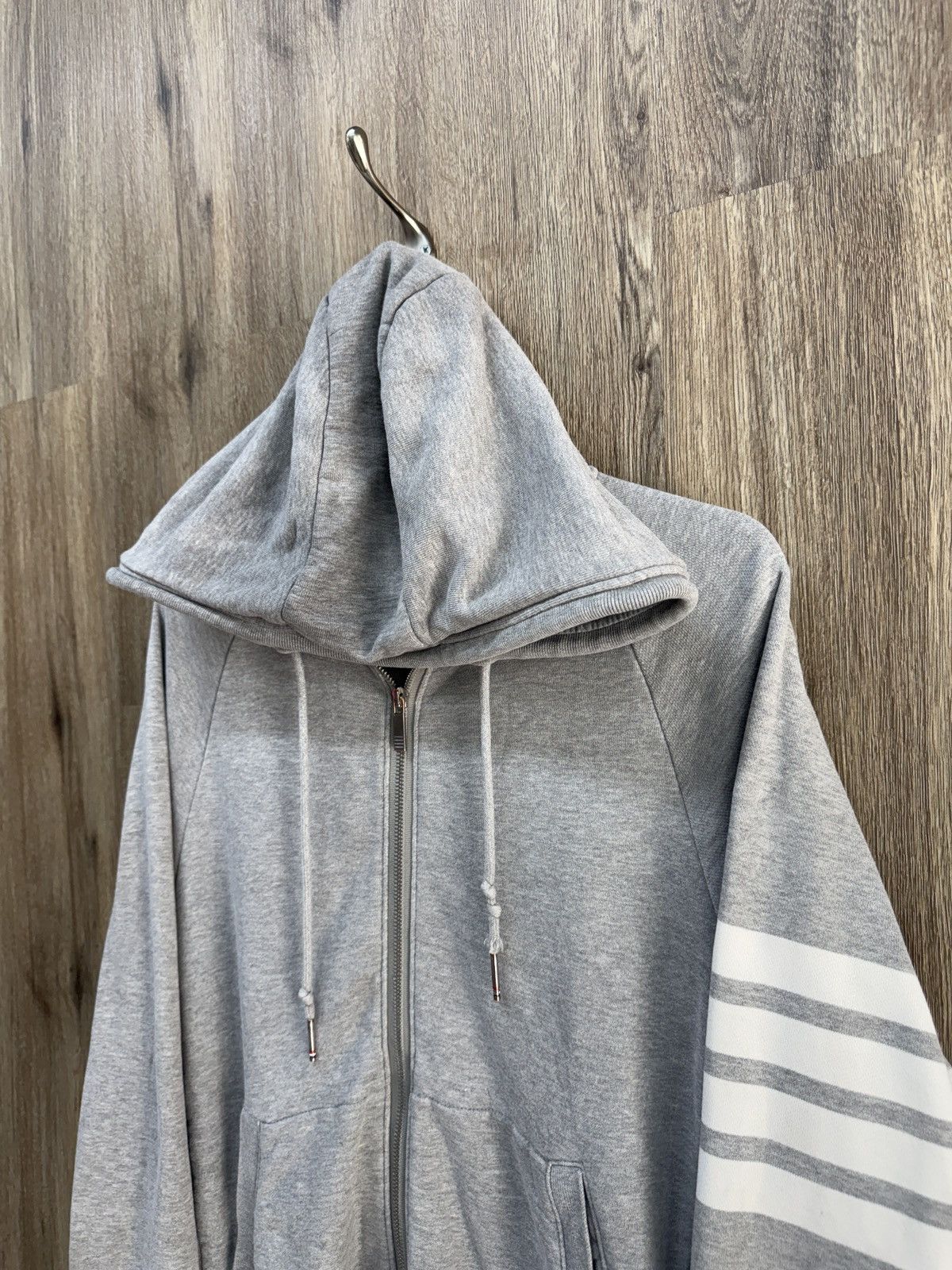 Thom Browne Thom Browne Grey Zip Up Hoodie Size US L / EU 52-54 / 3 - 3 Thumbnail