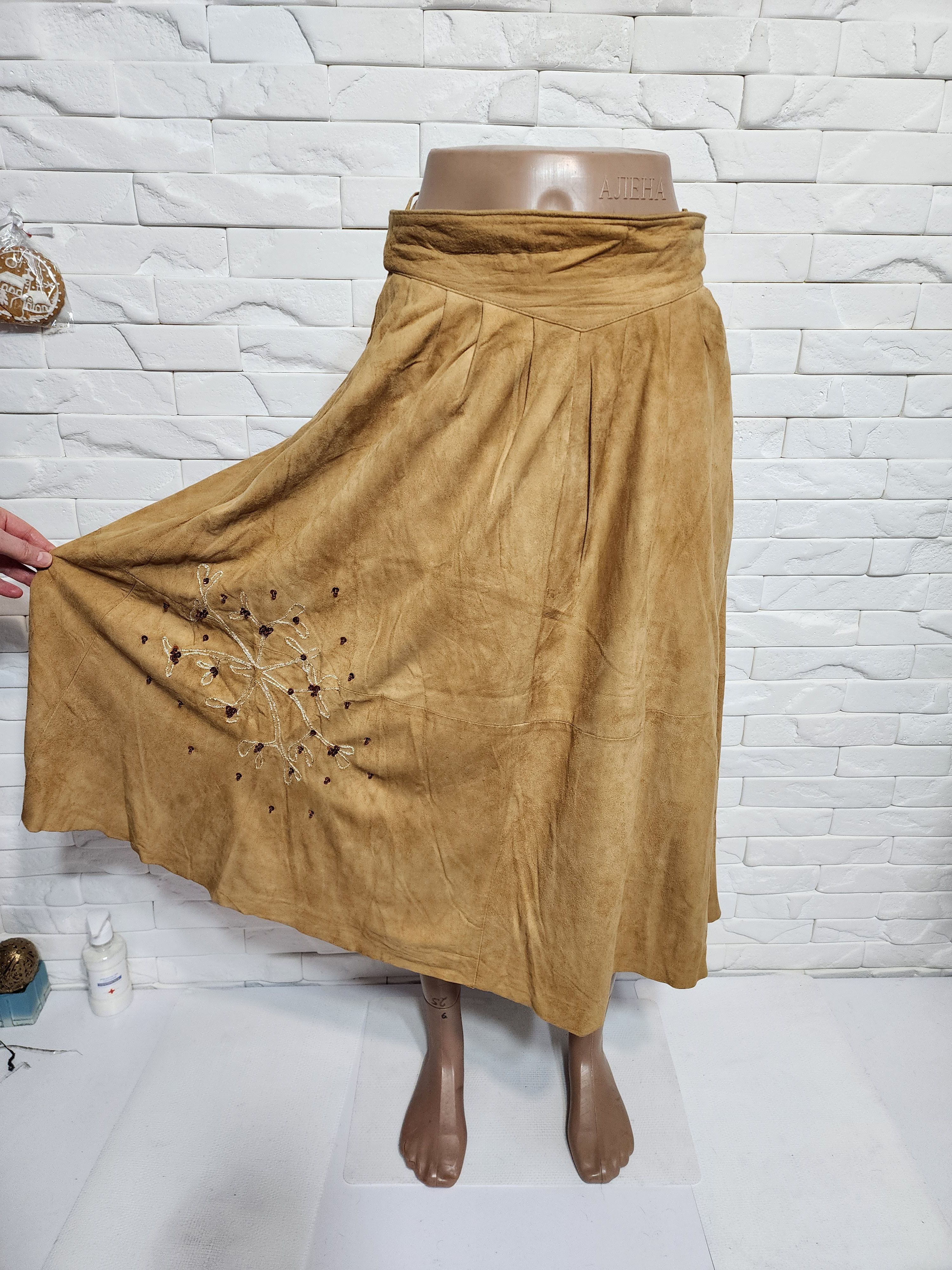 Other Brown Flared Leather Skirt with Pockets. Size 28" / US 6 / IT 42 - 1 Thumbnail