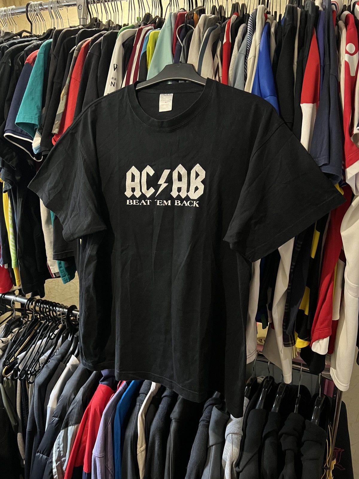 Band Tees × Vintage VINTAGE ACAB BEAT ‘EM BACK AOP PUNK BLACK LOGO T SHIRT Size US XL / EU 56 / 4 - 2 Thumbnail