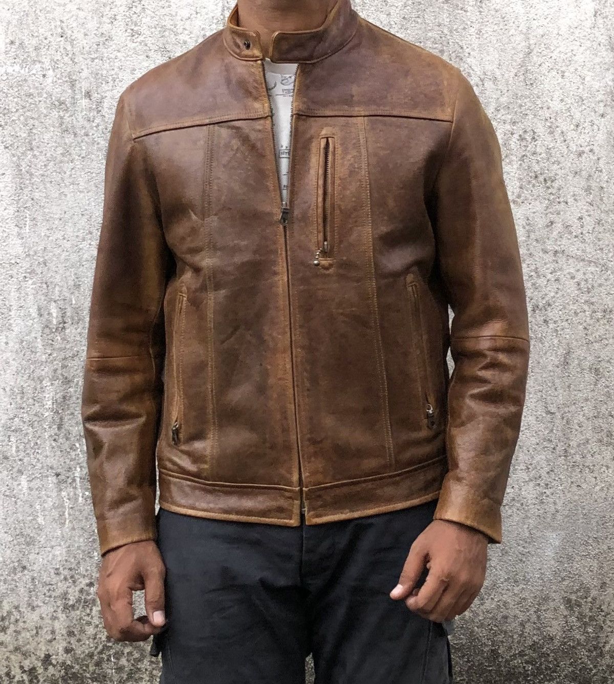 Vintage Vintage 90s Cow Real Leather Rider's Jacket By Uniqlo Size US M / EU 48-50 / 2 - 3 Thumbnail