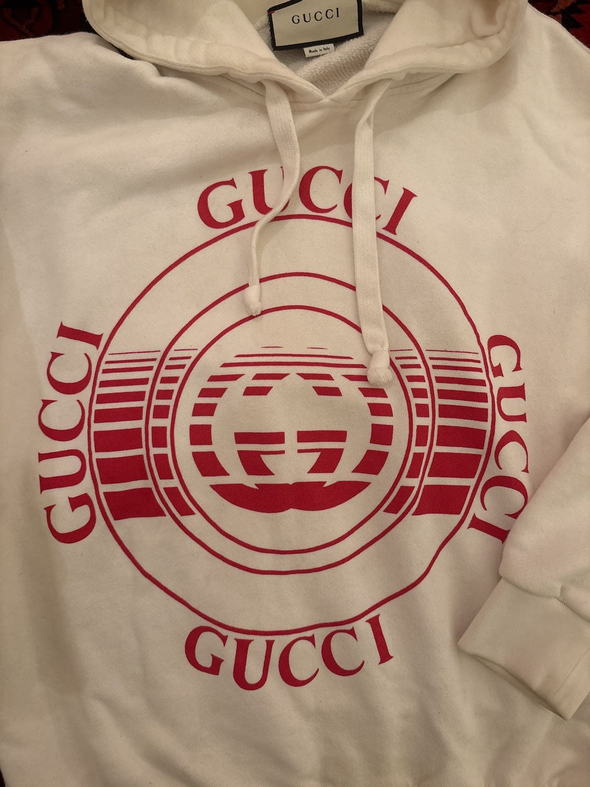 Gucci Gucci white red logo hoodie Size US S / EU 44-46 / 1 - 2 Thumbnail