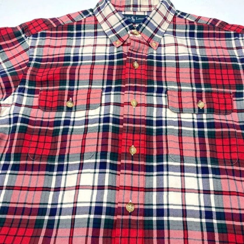 Ralph Lauren Ralph Lauren Flannel Shirt Men's Large Red Plaid Long Sleeve Button-Up Pockets Size US L / EU 52-54 / 3 - 6 Thumbnail