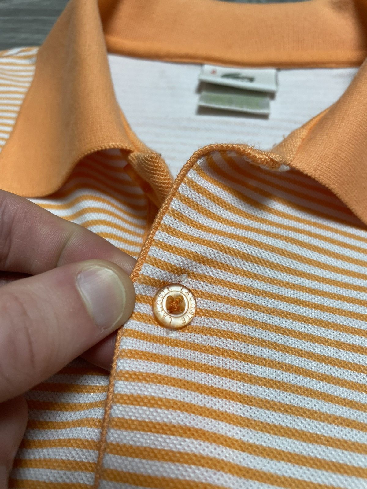 Lacoste Vintage Lacoste Orange Striped Polo Shirt Size US M / EU 48-50 / 2 - 8 Thumbnail