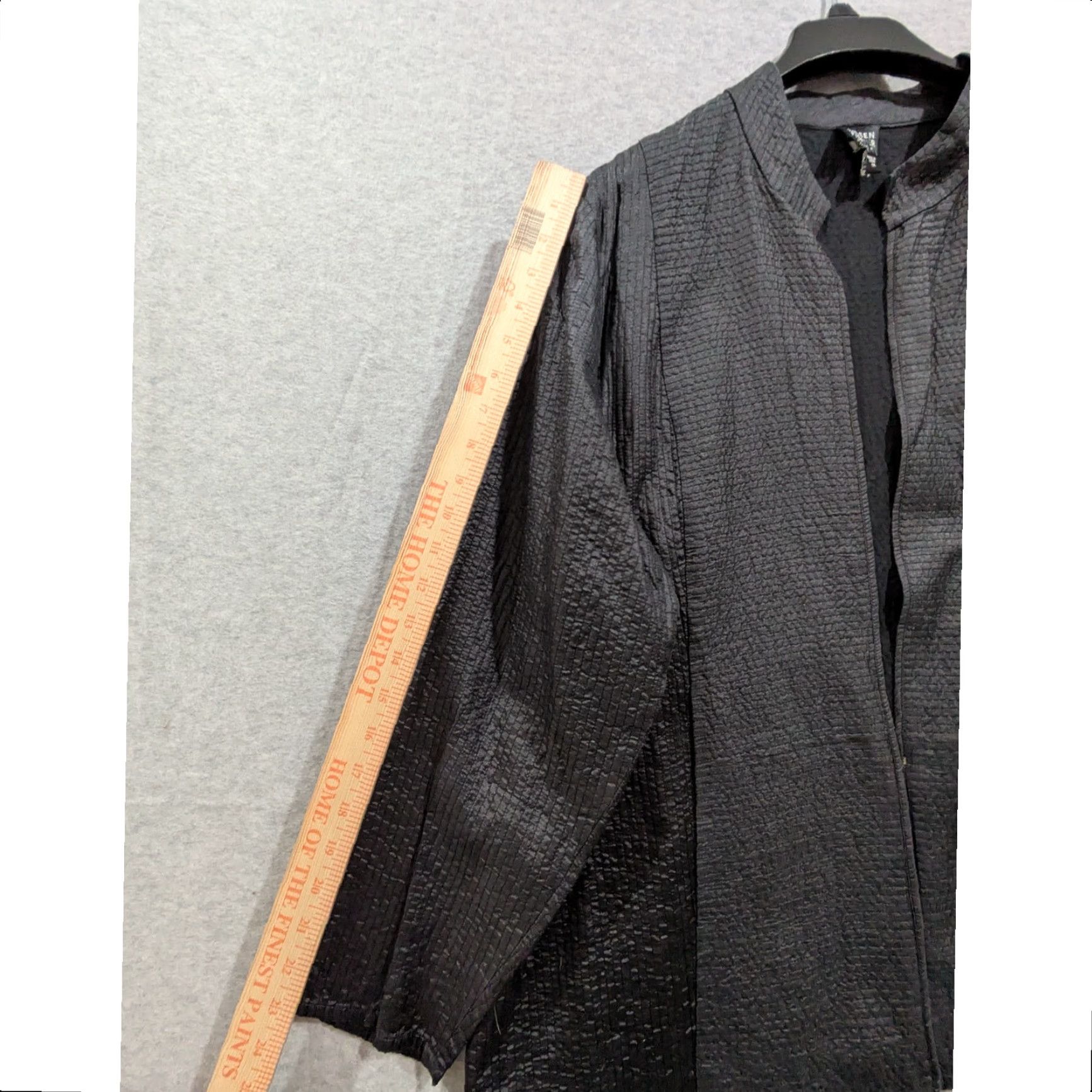 Eileen Fisher VINTAGE Eileen Fisher Jacket Womens 1X Tussah Silk Textured Mandarin Collar Open Black Size XL / US 12-14 / IT 48-50 - 6 Thumbnail