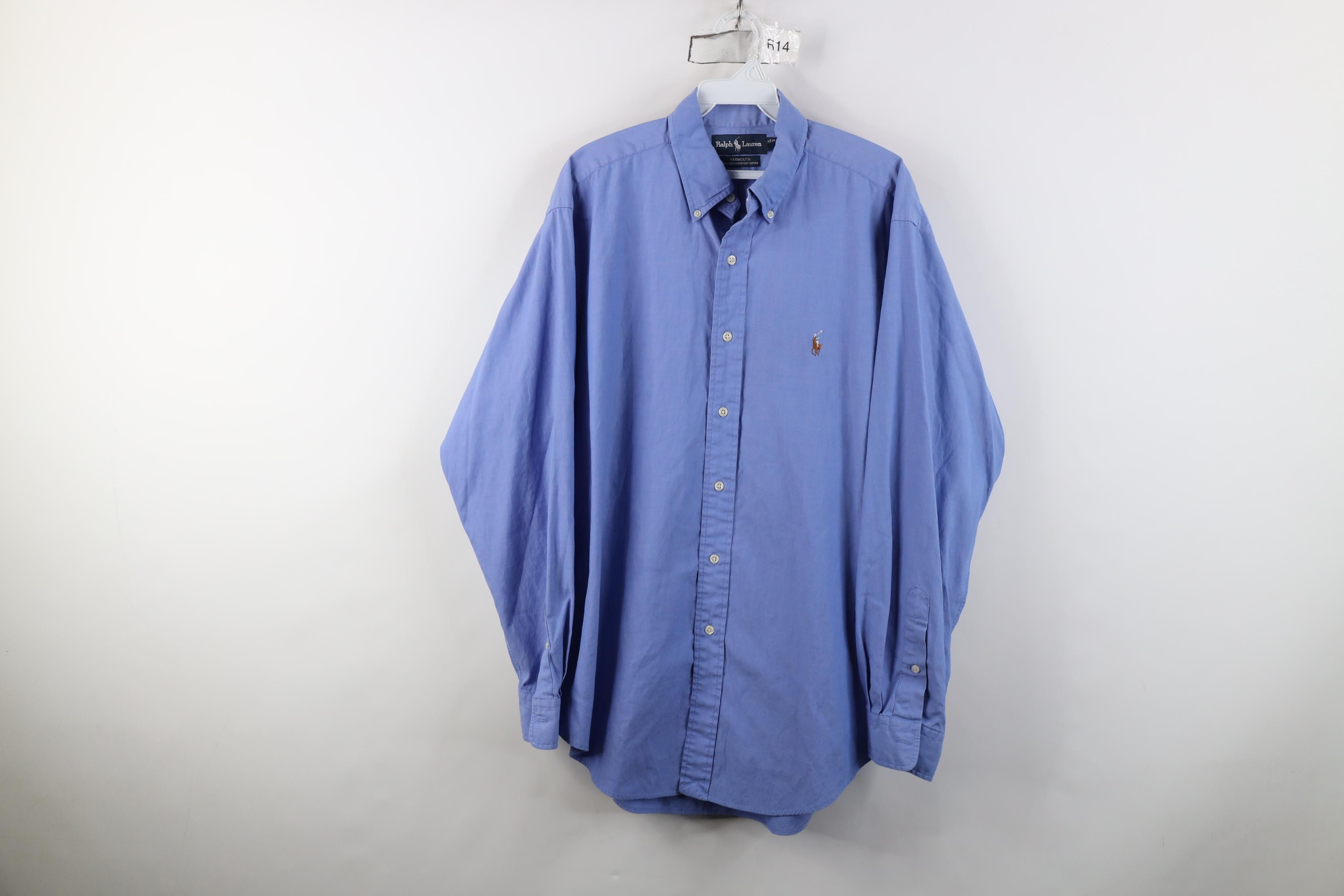 ralph lauren pinpoint oxford dress shirt Ralph Lauren Yarmouth Blue Pinpoint Oxford Dress Casual Shirt Sz 17 Slv  34/35 #1