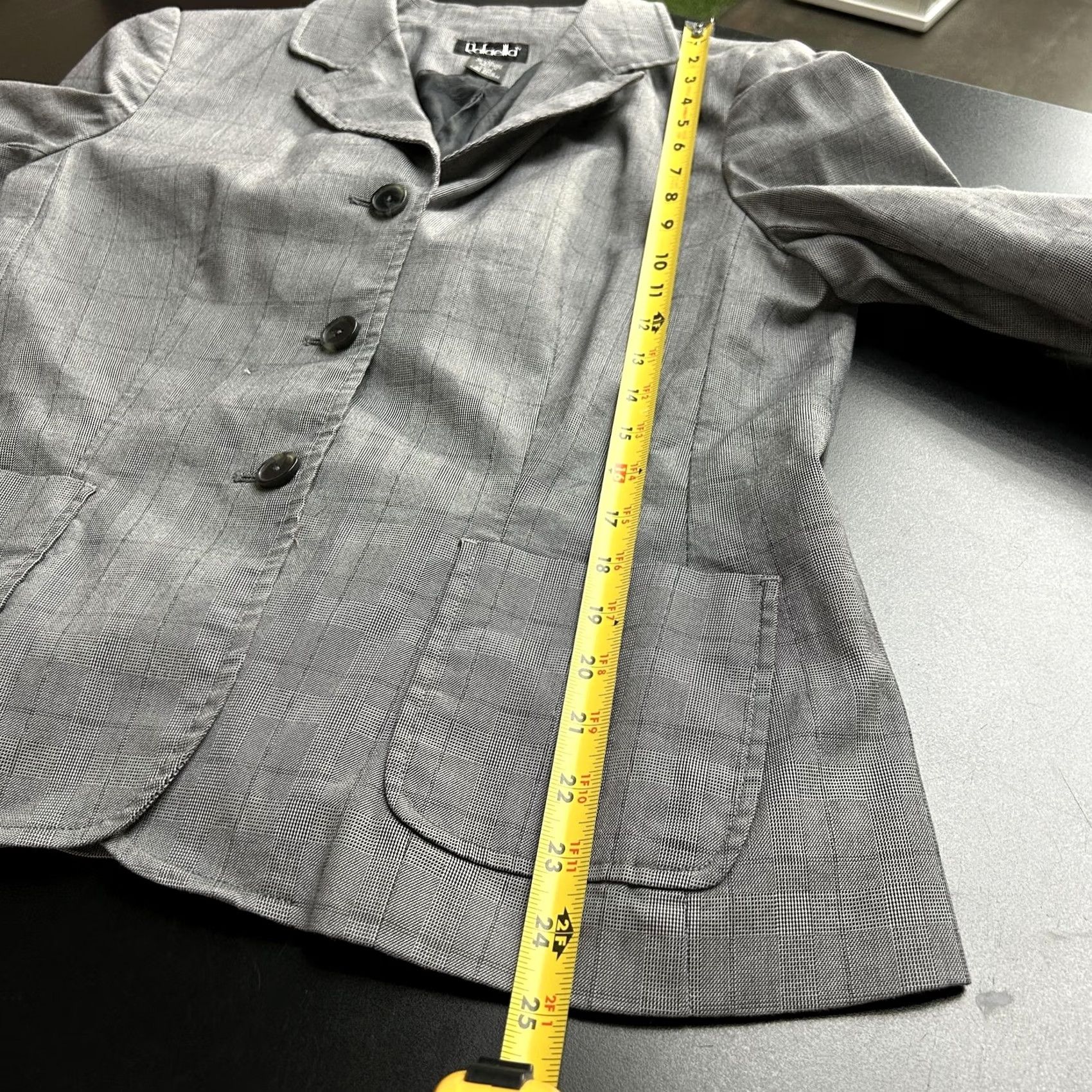 Vintage Rafaella Blazer Jacket Womens 14 Gray Plaid 3 Button Lined Stretch Career Shirt Women Mens? Size XL / US 12-14 / IT 48-50 - 4 Thumbnail