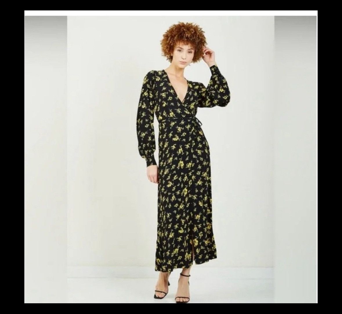 Ganni Black floral wrap dress Size XS / US 0-2 / IT 36-38 - 1 Thumbnail