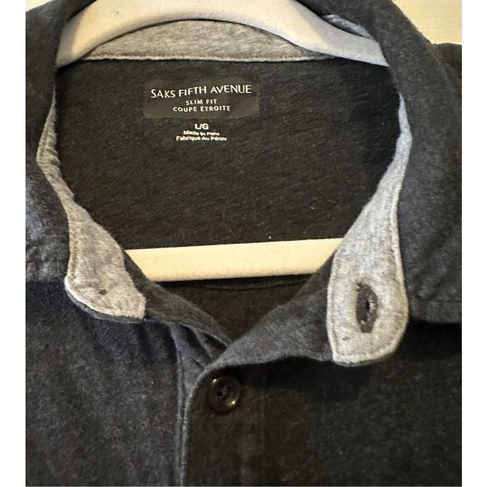 Saks Fifth Avenue Saks Fifth Avenue Men’s Charcoal Gray Polo - Size L Size US L / EU 52-54 / 3 - 3 Thumbnail