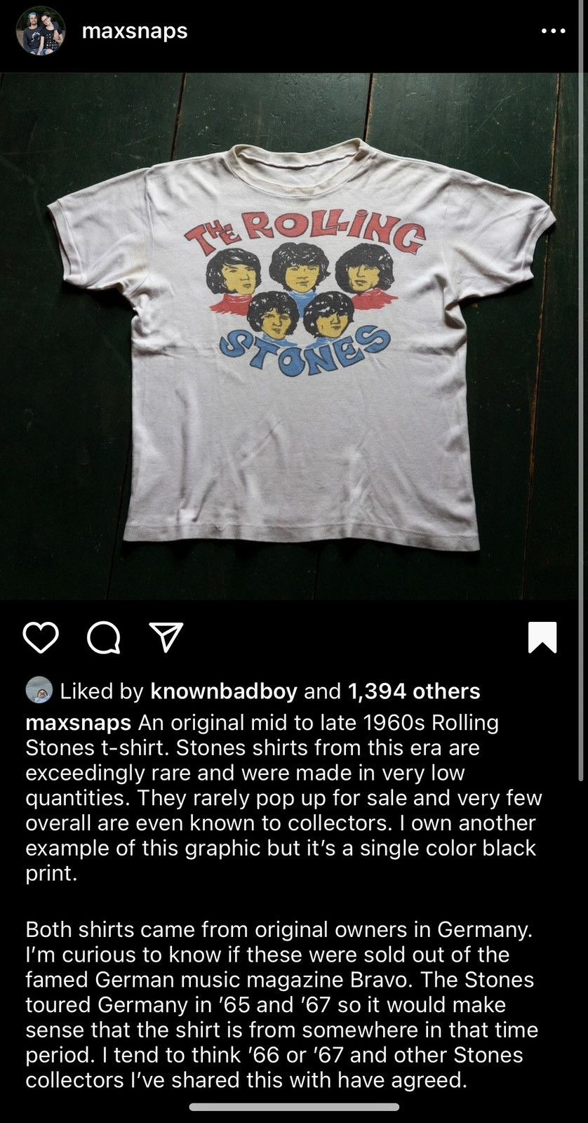 Band Tees *RARE* Vintage 1960s The Rolling Stones Band Euro Tour Shirt Size US M / EU 48-50 / 2 - 9 Thumbnail