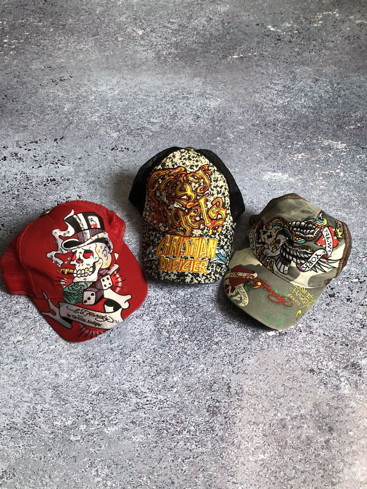 Ed Hardy Vintage Y2K Ed Hardy by Cristian Audigier x3 Big Logo Cap Size ONE SIZE - 2 Thumbnail