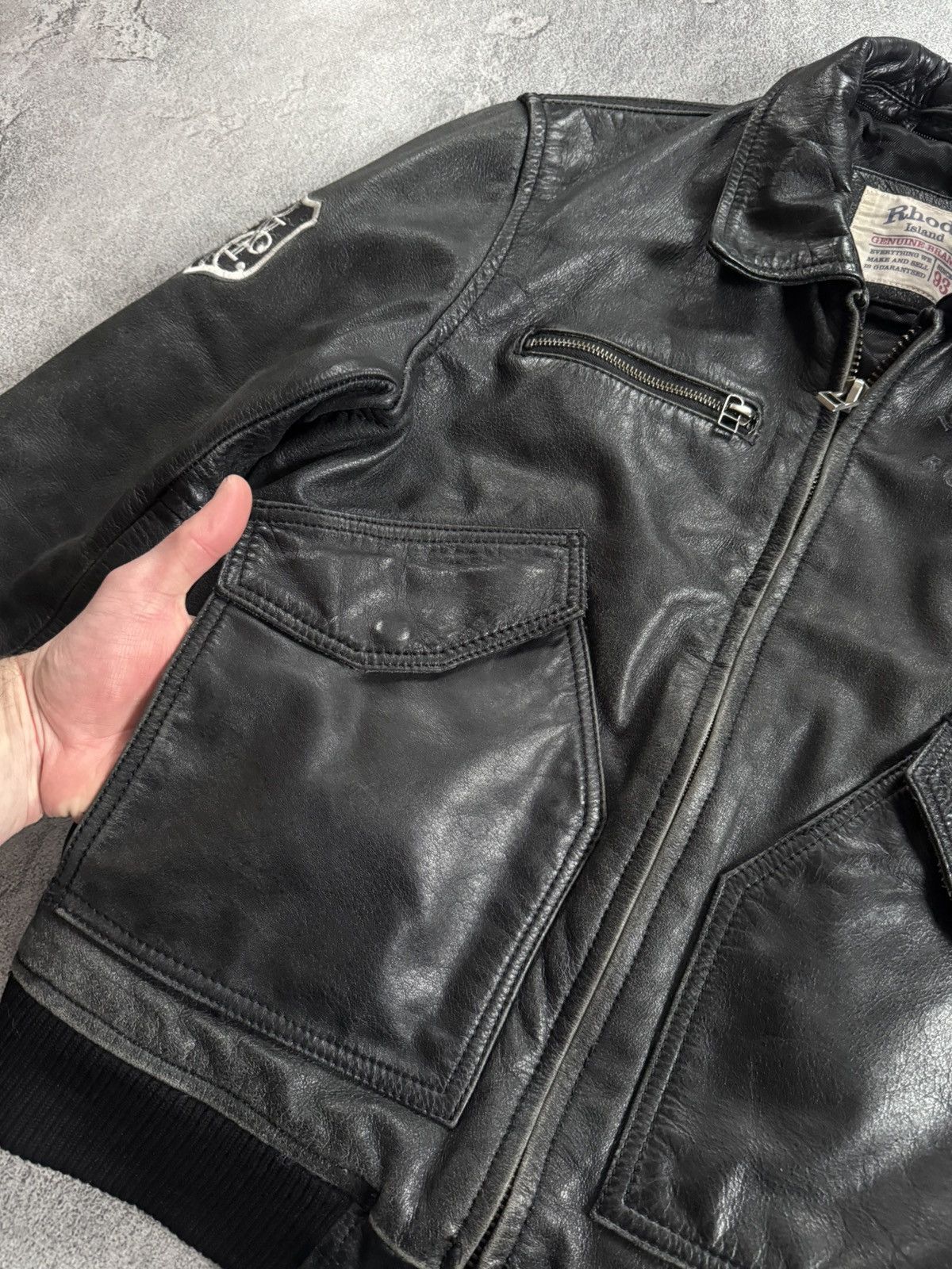 Genuine Leather Rhode Island S/size leather aviator bomber zip jacket pilot Size US S / EU 44-46 / 1 - 9 Thumbnail
