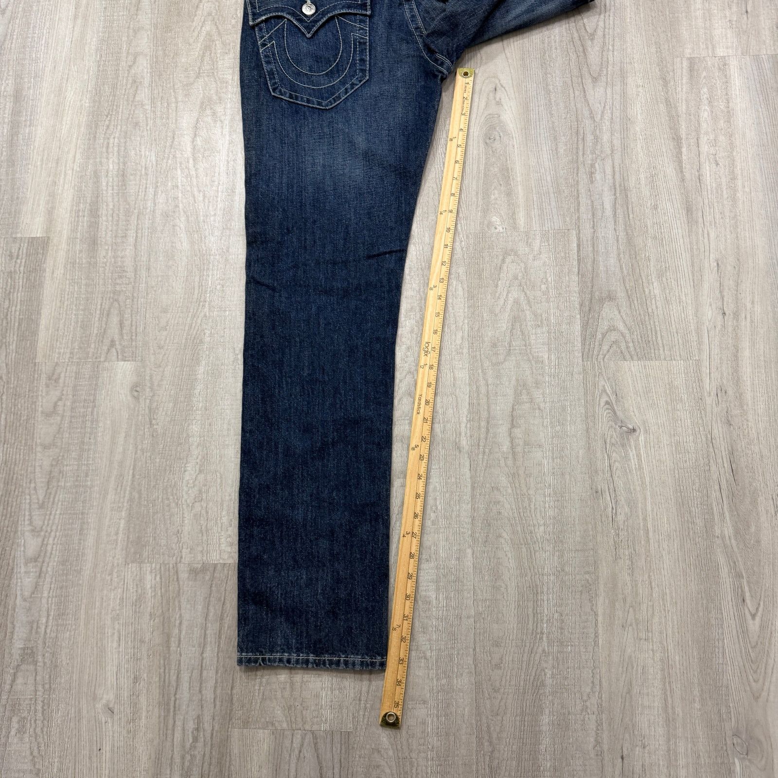 True Religion True Religion Jeans Mens 33x33 Blue Denim Skinny Flap Pocket Size US 33 - 11 Thumbnail