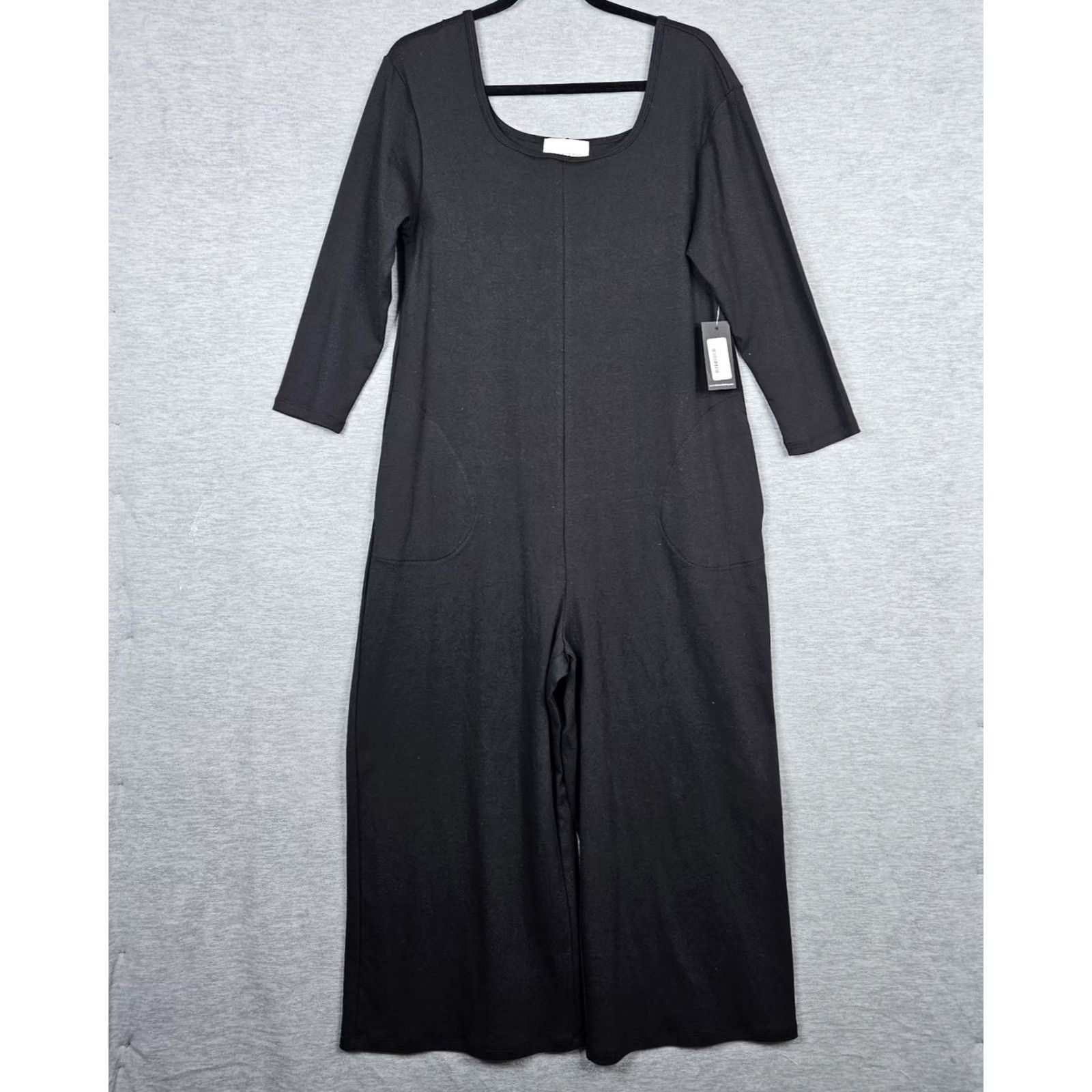 Vintage Alex & Harry Black Bree 3/4 Sleeve Wide Leg Jumpsuit Women's Size 2 NEW Size 26" / US 2 / IT 38 - 2 Thumbnail