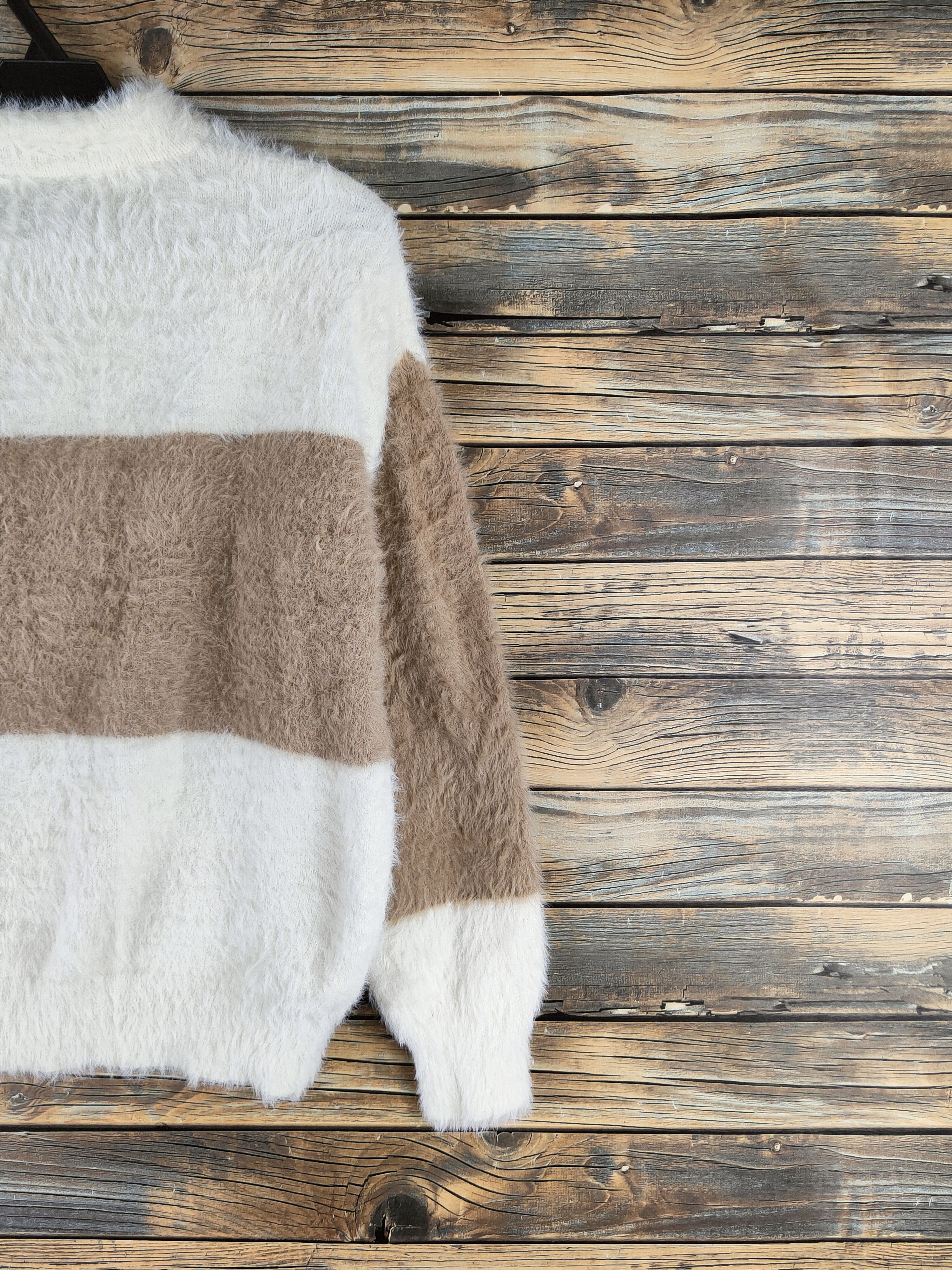 Japanese Brand DL Rope Picnic Cream Brown Fur Mohair Knitwear #46-469 Size S / US 4 / IT 40 - 9 Thumbnail